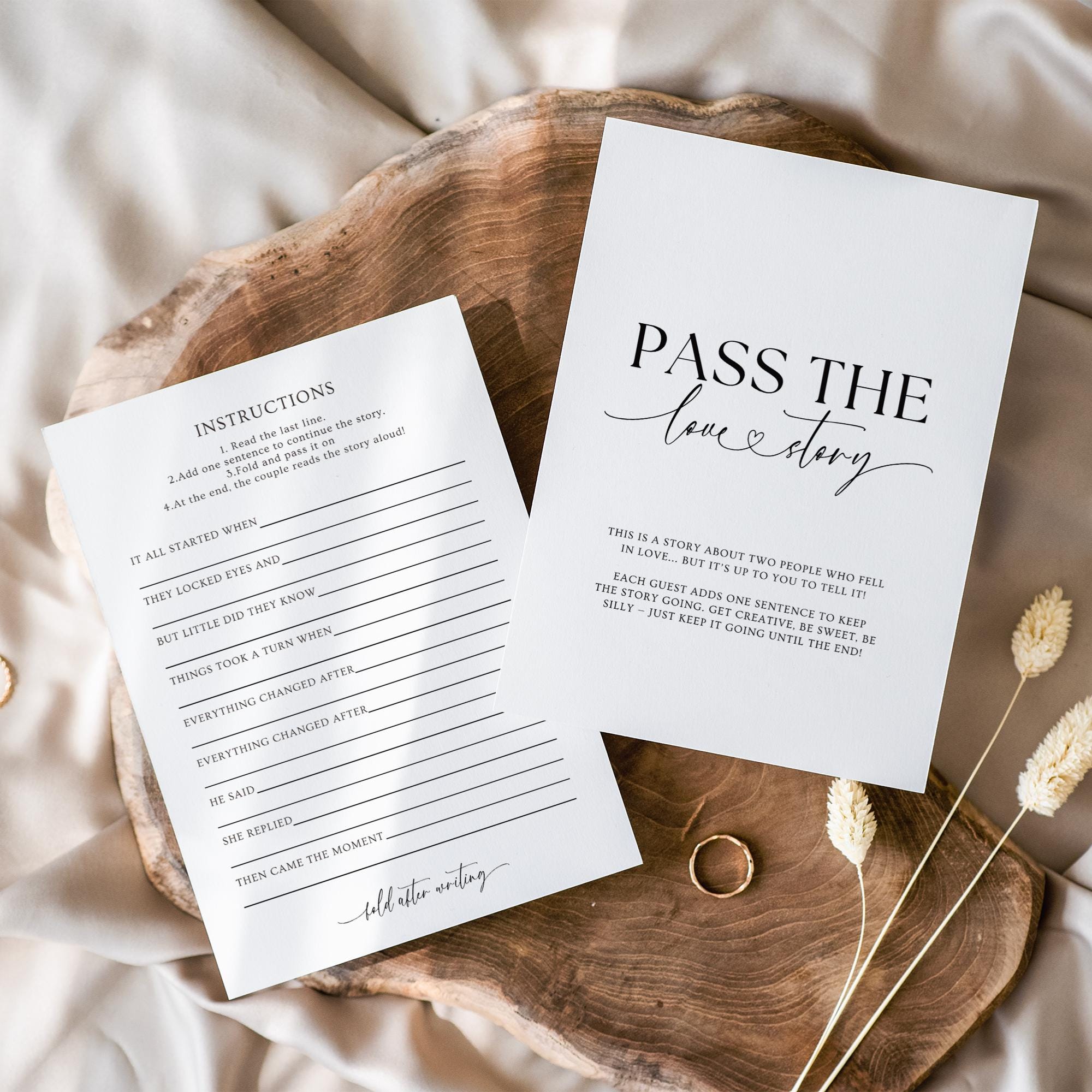 Pass The Love Story Mad Libs Rehearsal Dinner Game, Printable Wedding Mad Libs, Editable The Night Before Wedding Games Minimalist Canva