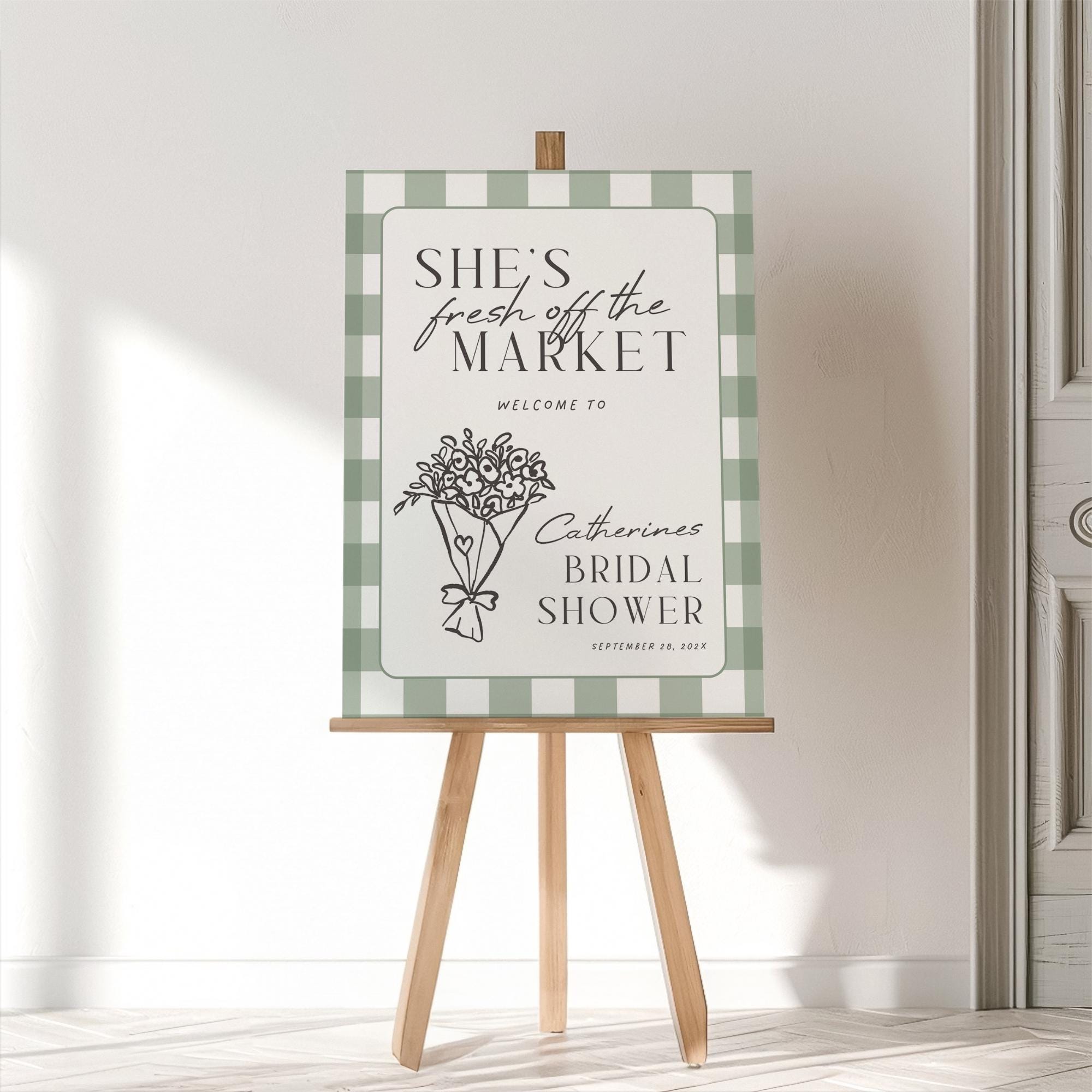 Fresh Off the Market Bridal Shower Welcome Sign – Whimsical Farmers Market Canva Template