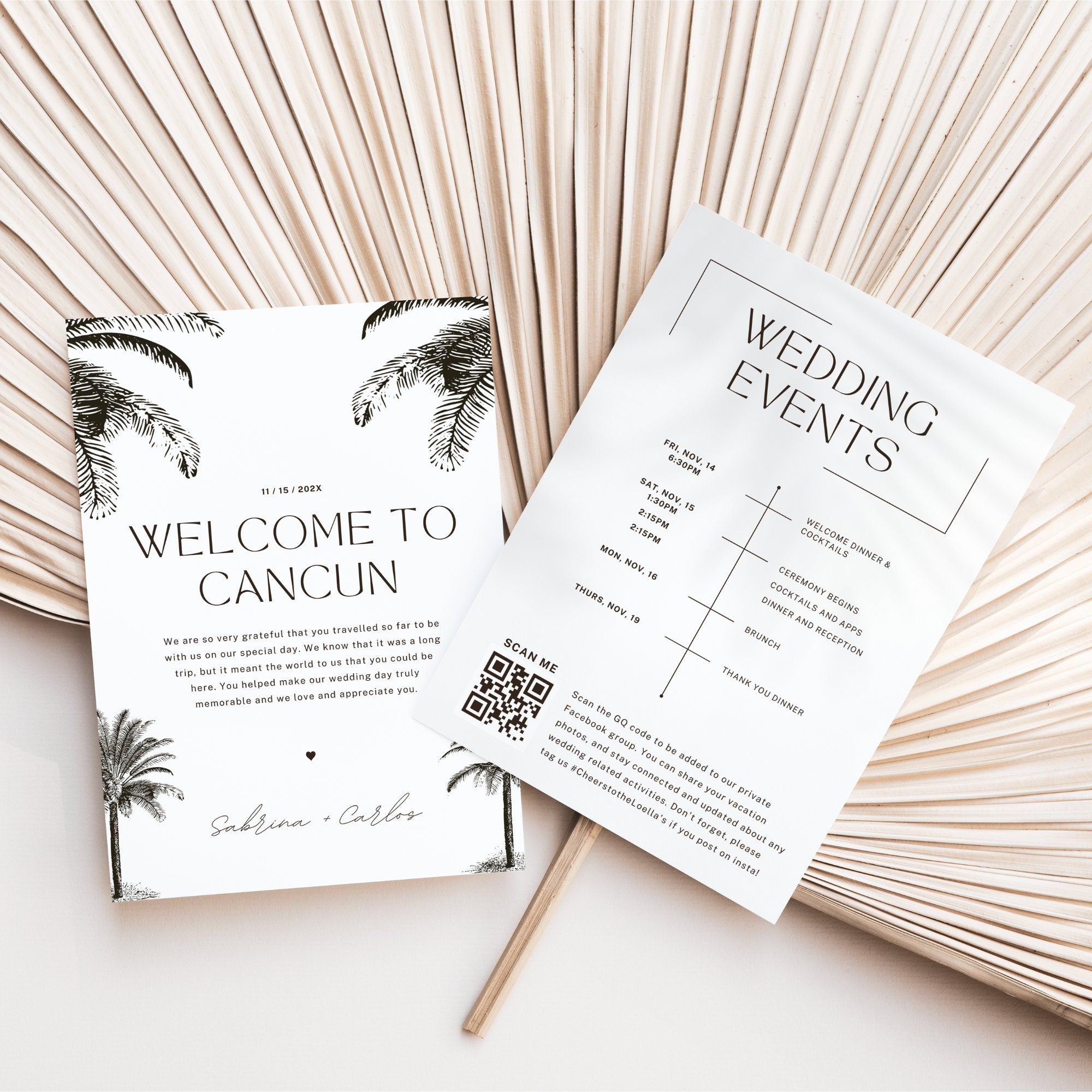 Destination Wedding Welcome Letter & Itinerary – Editable Canva Template
