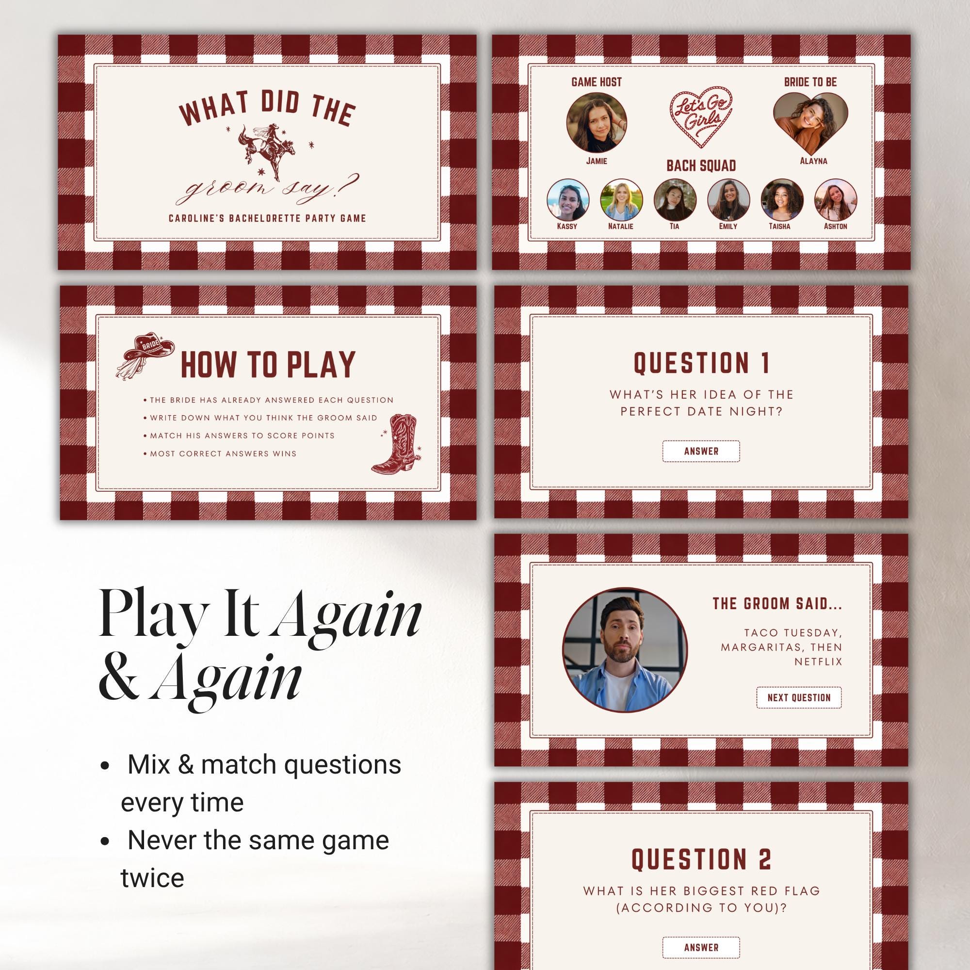 Wild Wild Bachelorette Games Bundle | Animated Canva Party Games