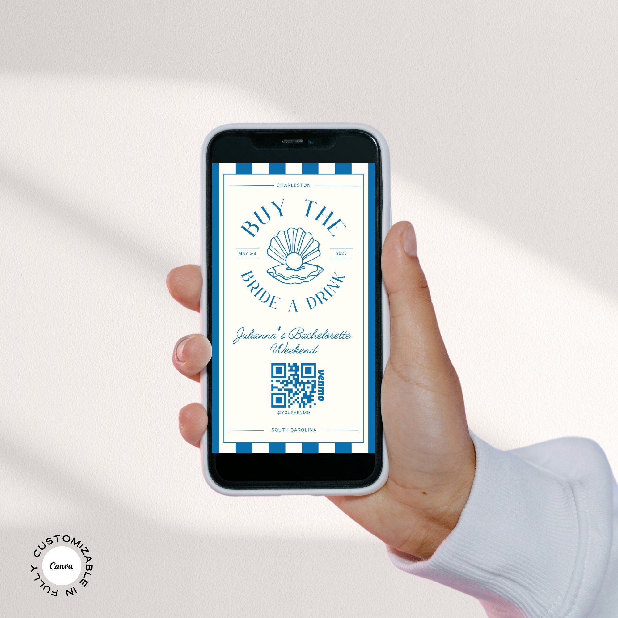 Buy the Bride a Drink Instagram Story – Venmo QR Bachelorette Canva Template