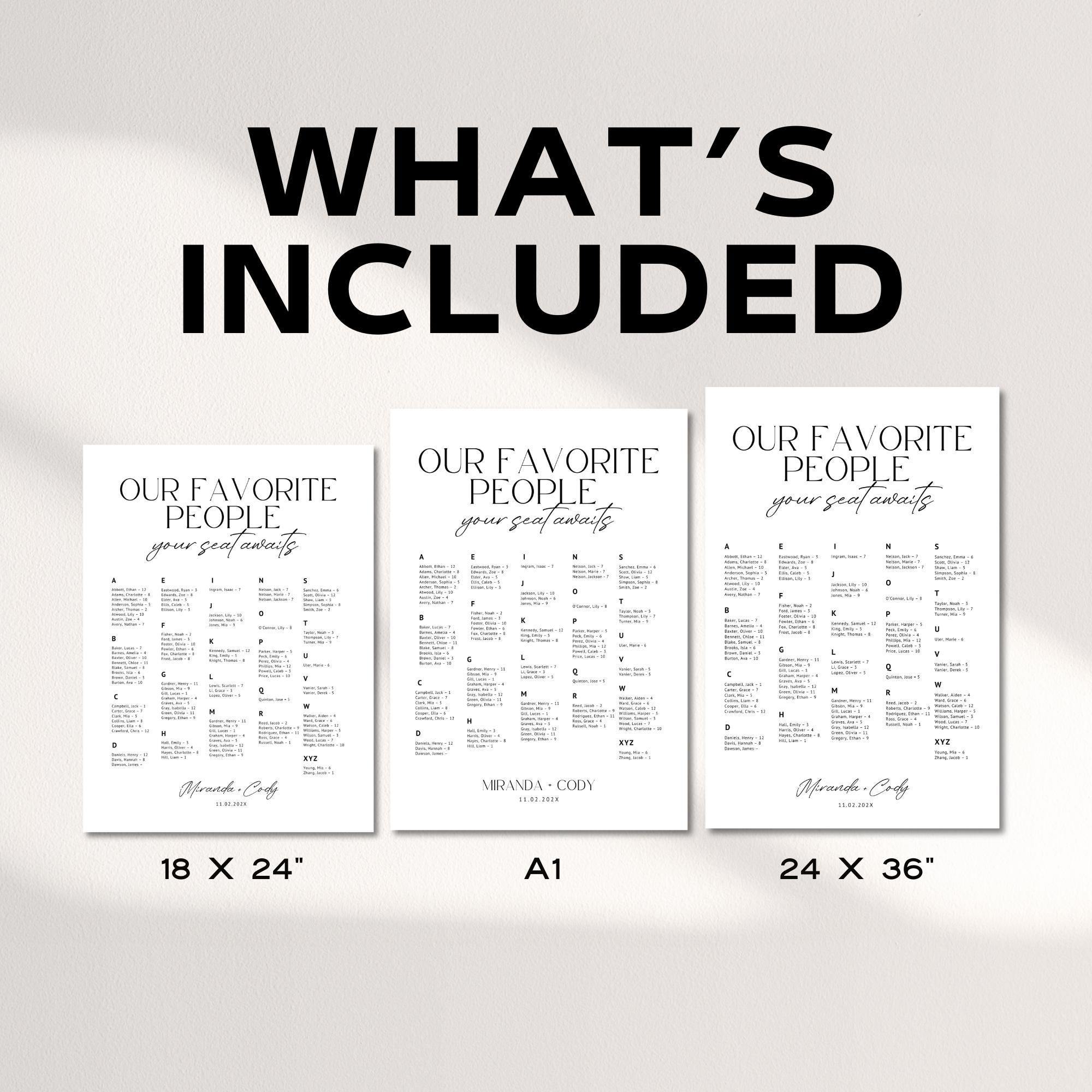 Minimalist Alphabetical Wedding Seating Chart – Modern Editable Canva Sign Template