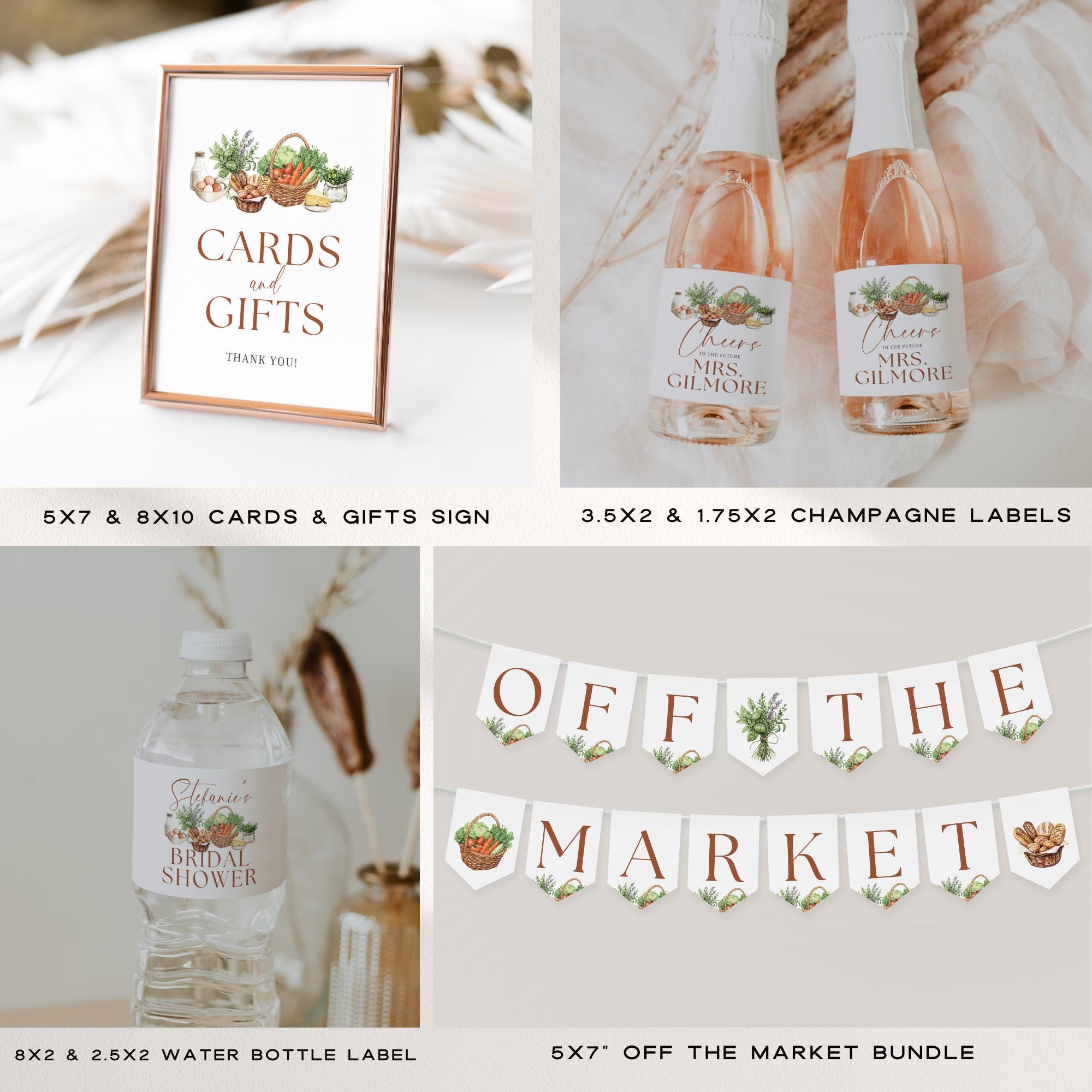 Off The Market Bridal Shower Bundle, Farmers Market Bridal Shower, Editable She&