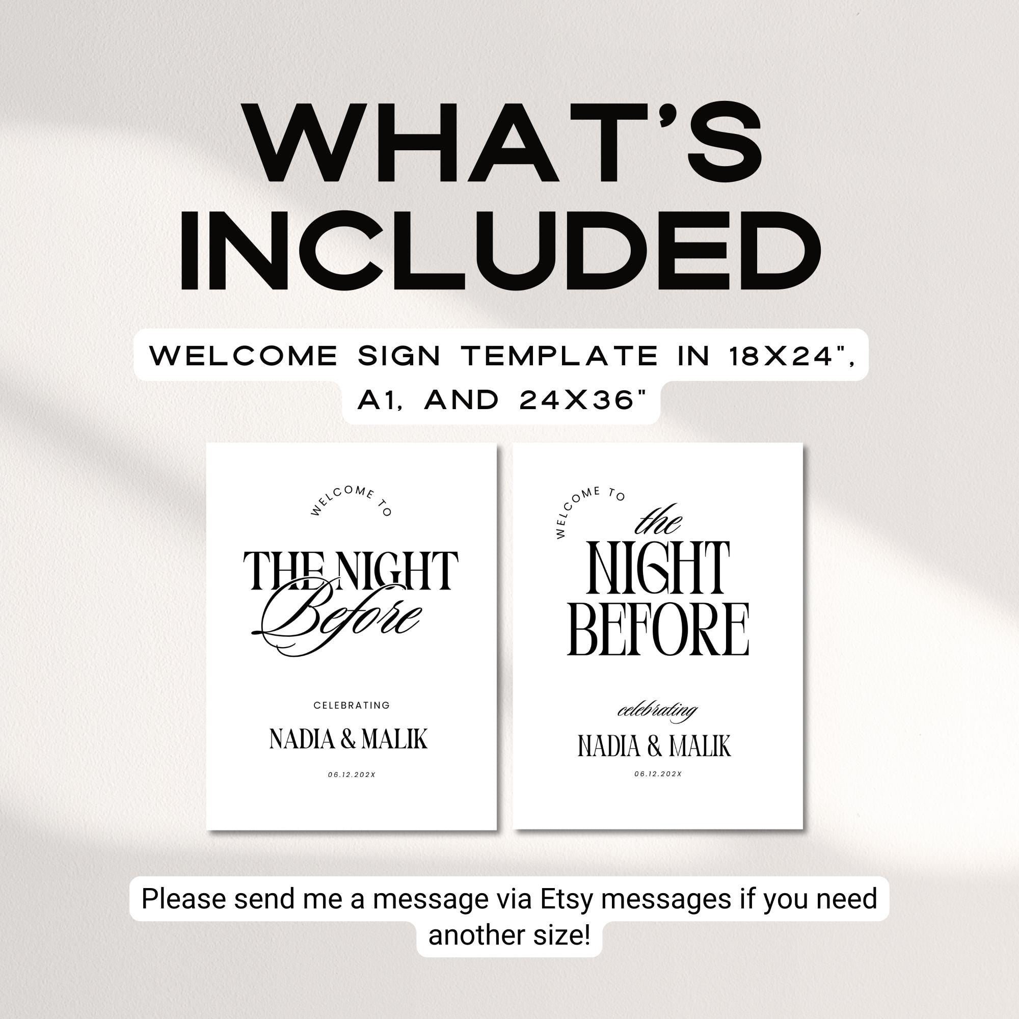 The Night Before Rehearsal Dinner Welcome Sign – Modern Minimalist Canva Template