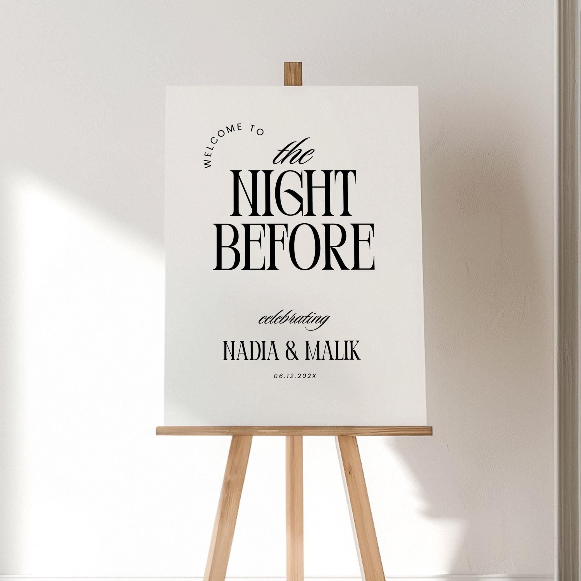 The Night Before Rehearsal Dinner Welcome Sign – Modern Minimalist Canva Template