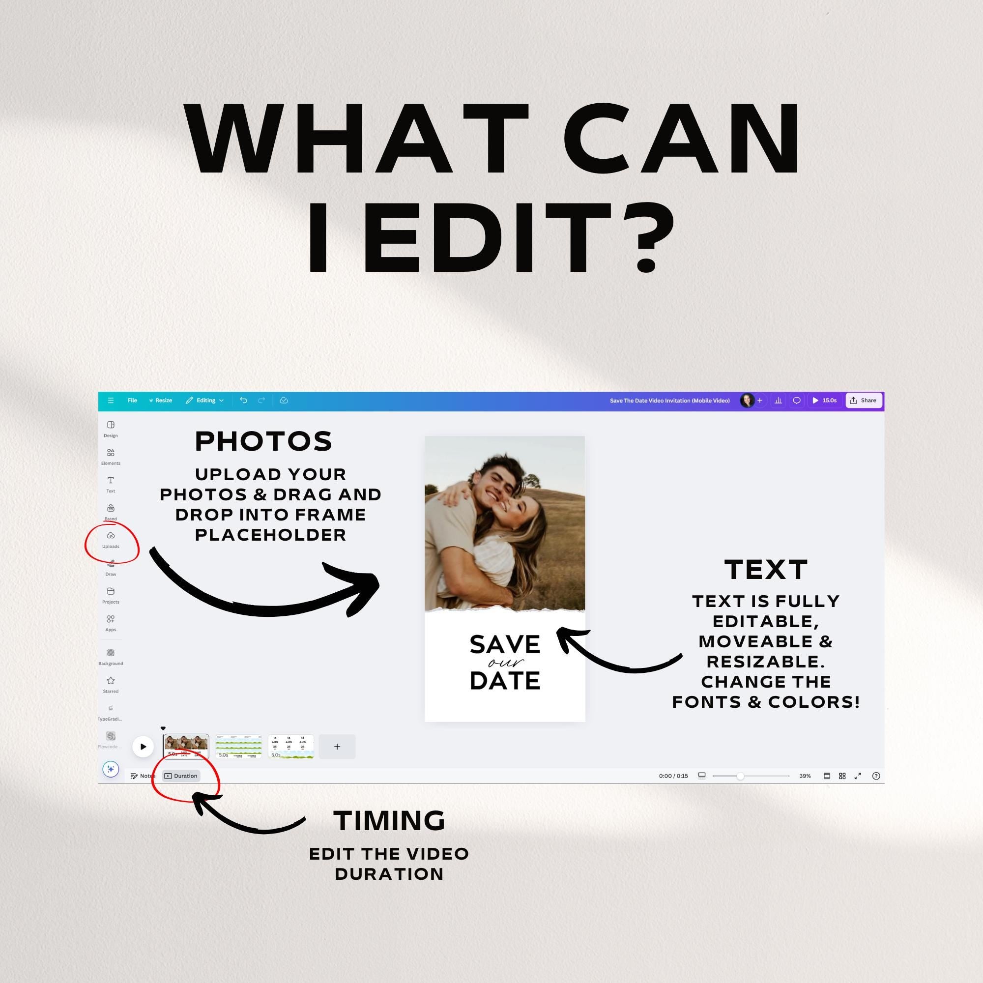 Animated Save The Date Video Invitation Template, Photo Animated Invitation, Wedding Save The Date Template, Digital Invite, Editable Canva