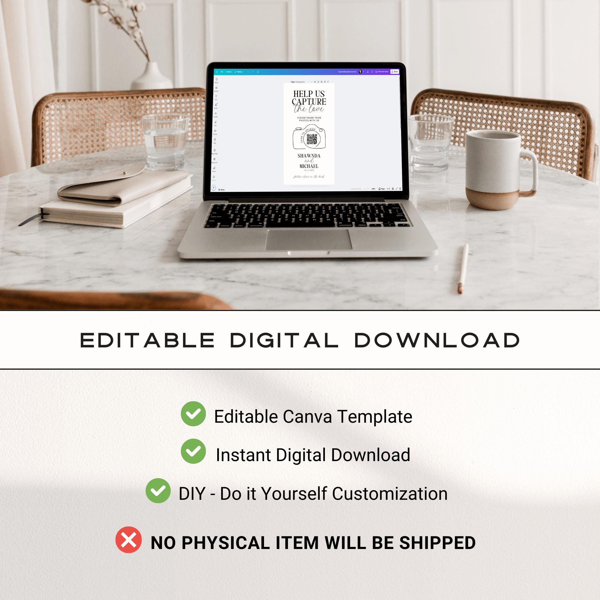 Printable Wedding Bar Menu Sign Template – Modern Minimalist Bar Menu