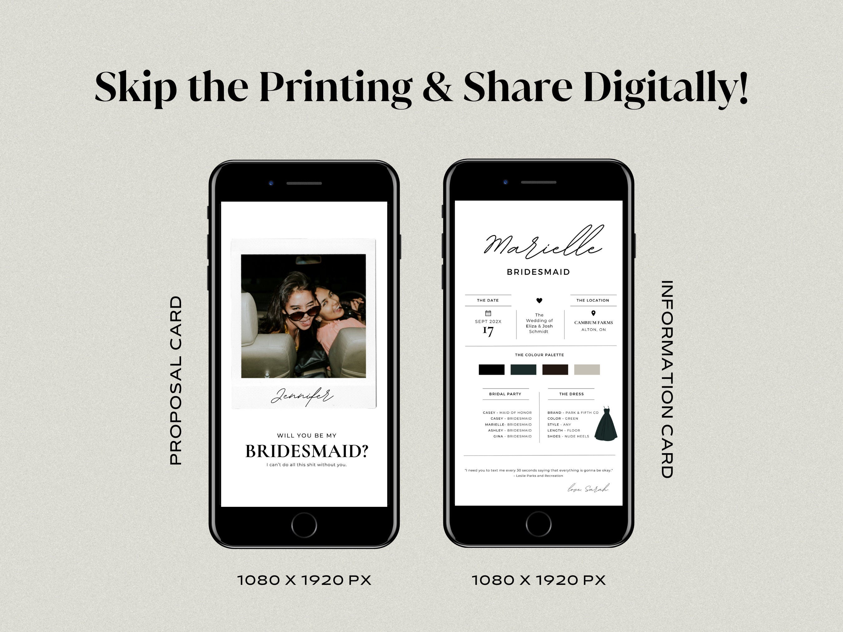 Bridesmaid Info Card Template, Funny Bridesmaid Proposal Card, Editable Canva Template