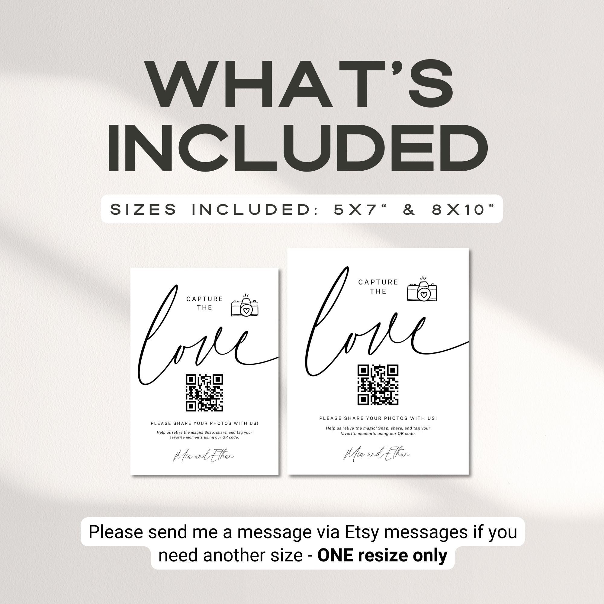 Capture the Love Wedding QR Code Sign – Minimalist Canva Table Sign Template