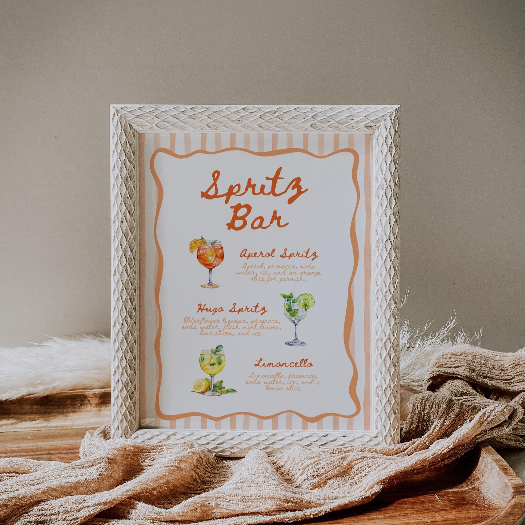 Aperol Spritz Bar Sign Template – Editable Spritz Cocktail Menu Canva Printable
