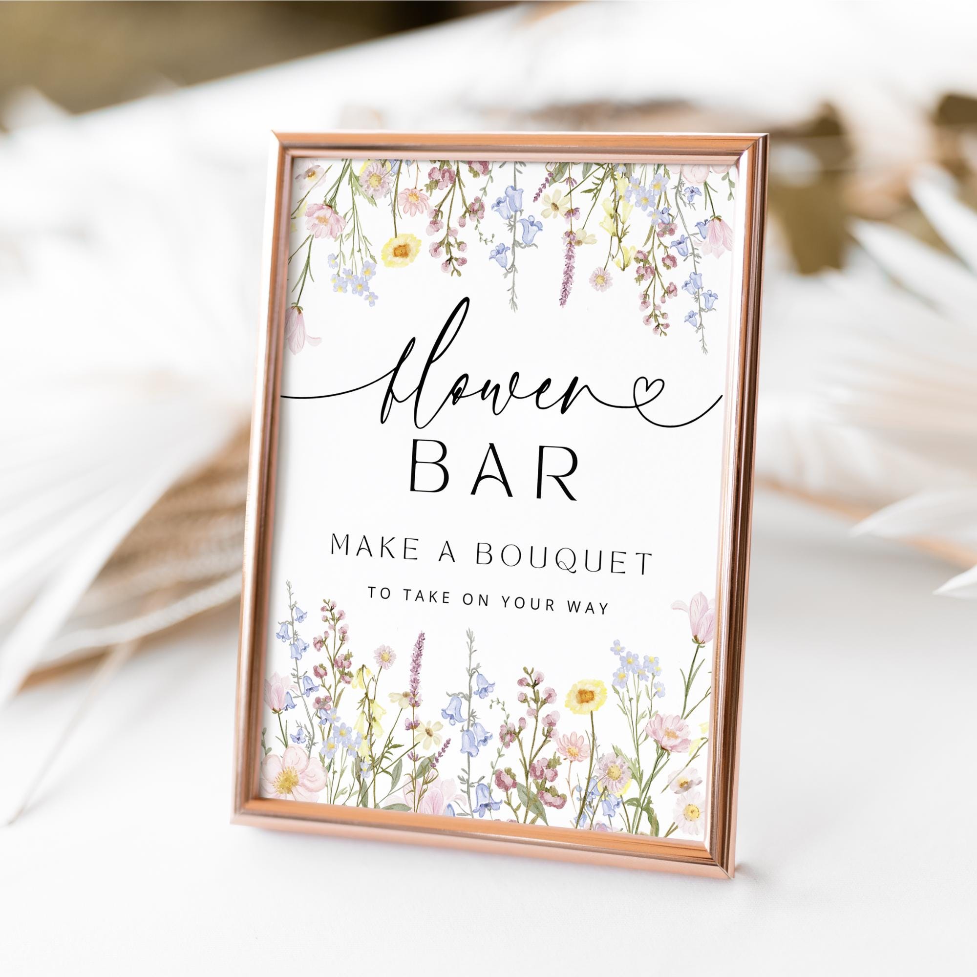 Flower Bar Sign Template – Editable Make a Bouquet Sign for Weddings & Showers