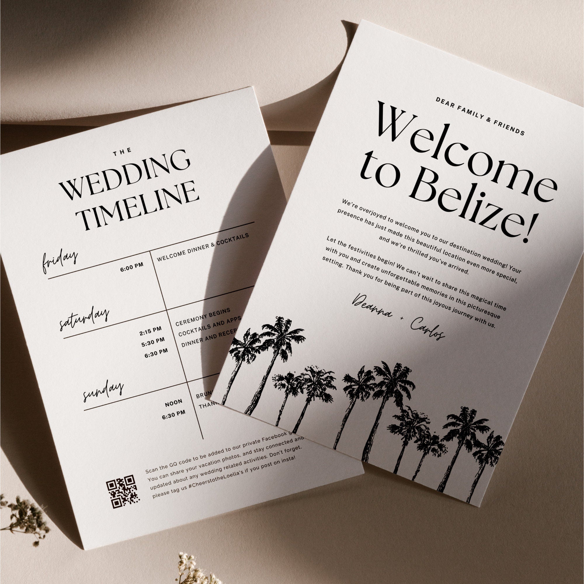 Wedding Welcome Letter & Weekend Itinerary Template – Destination Wedding Canva (5x7)