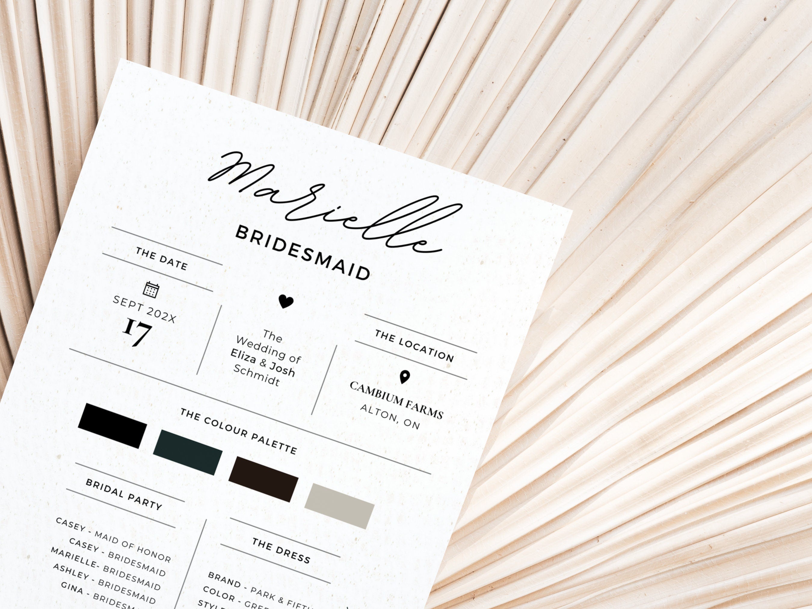 Bridesmaid Info Card Template, Funny Bridesmaid Proposal Card, Editable Canva Template