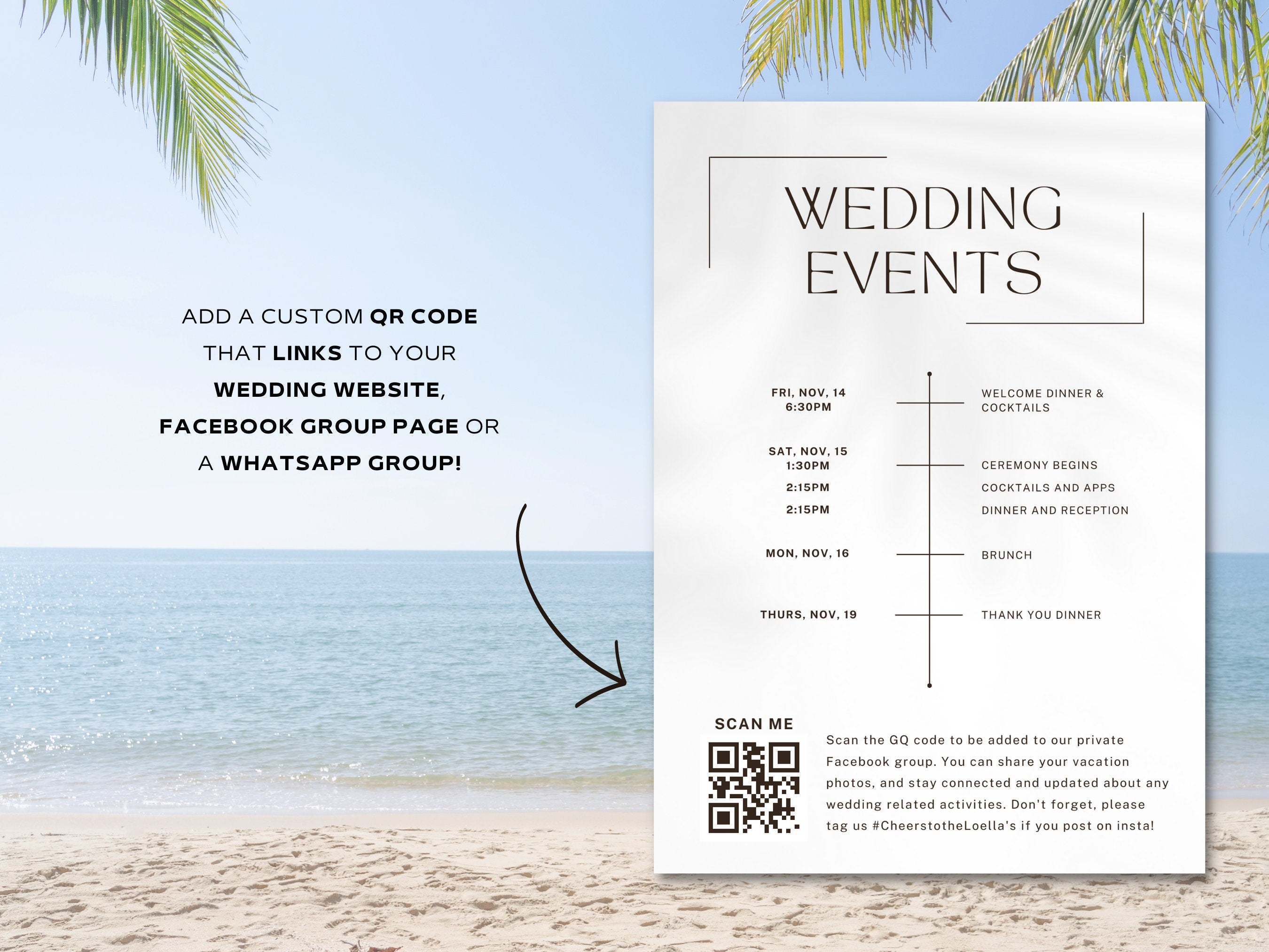 Destination Wedding Welcome Letter & Itinerary – Editable Canva Template