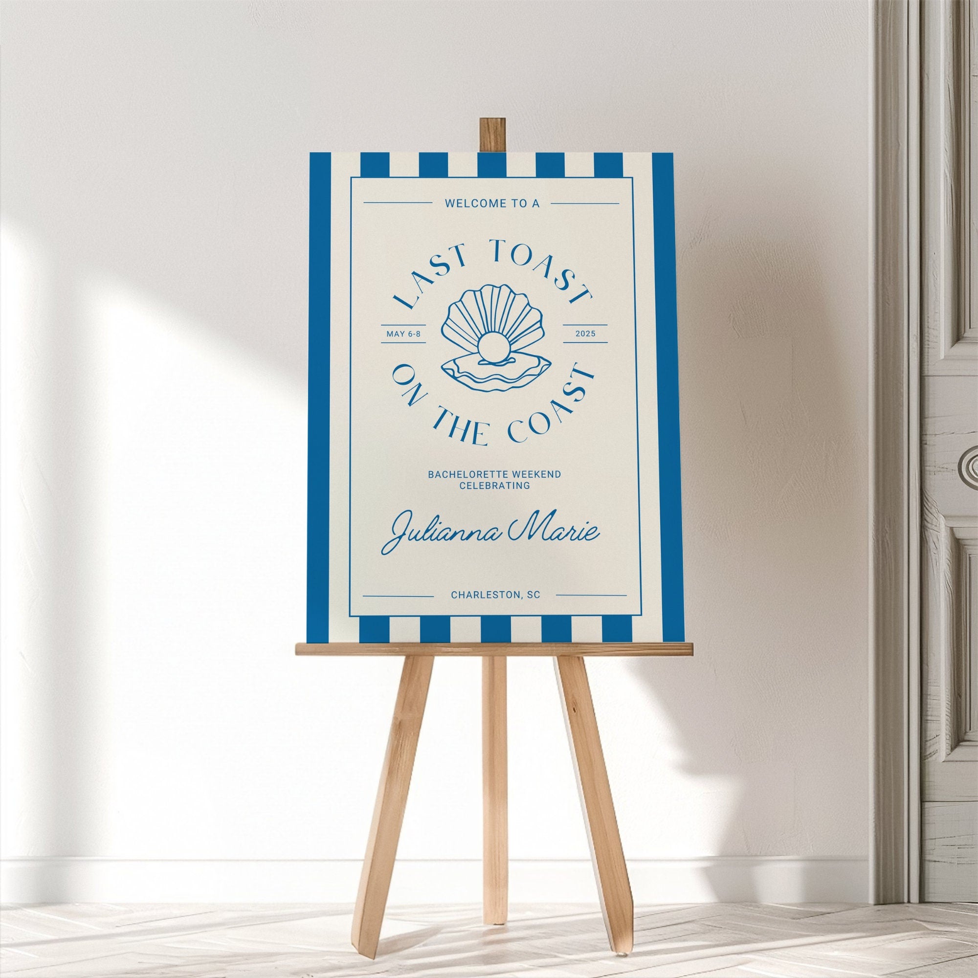 Last Toast On The Coast Bachelorette Welcome Sign – Beach Canva Template
