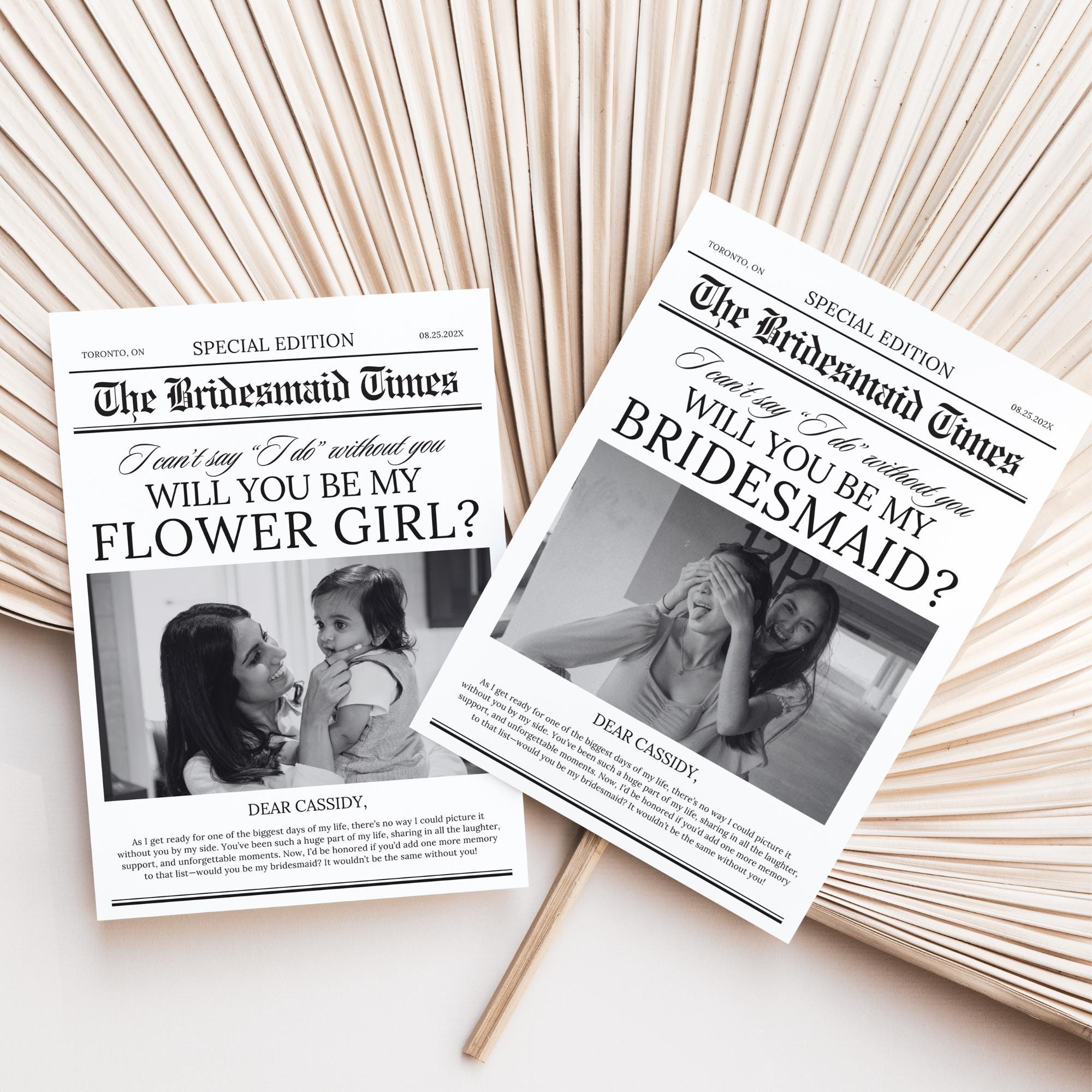 Bridesmaid Proposal Card – Vintage Newspaper Template, Maid of Honor & Bridesmaid Proposal Canva Editable Card