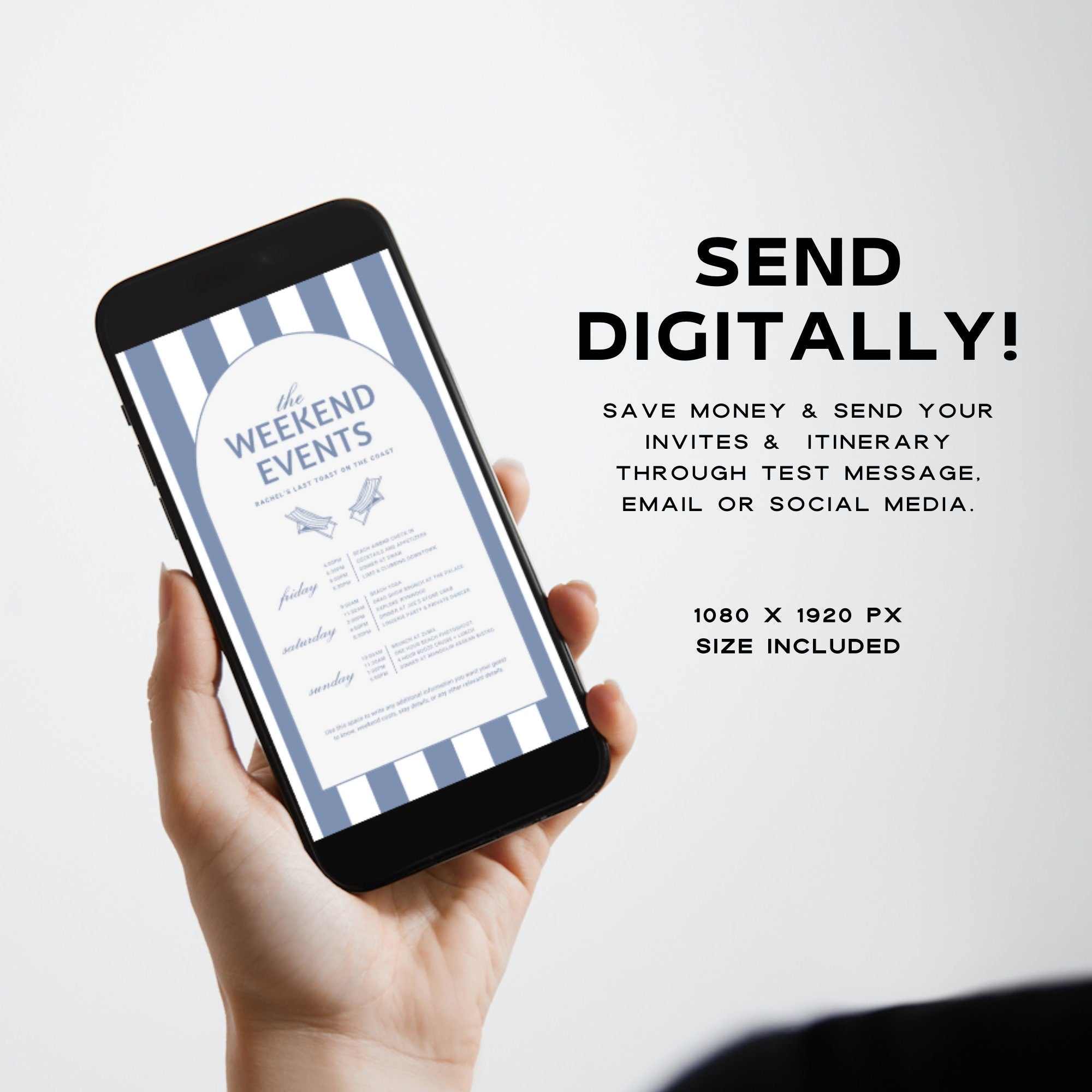 Charleston Coastal Bachelorette Party Itinerary | Last Toast on the Coast | Editable Girls Trip Invitation & Weekend Template