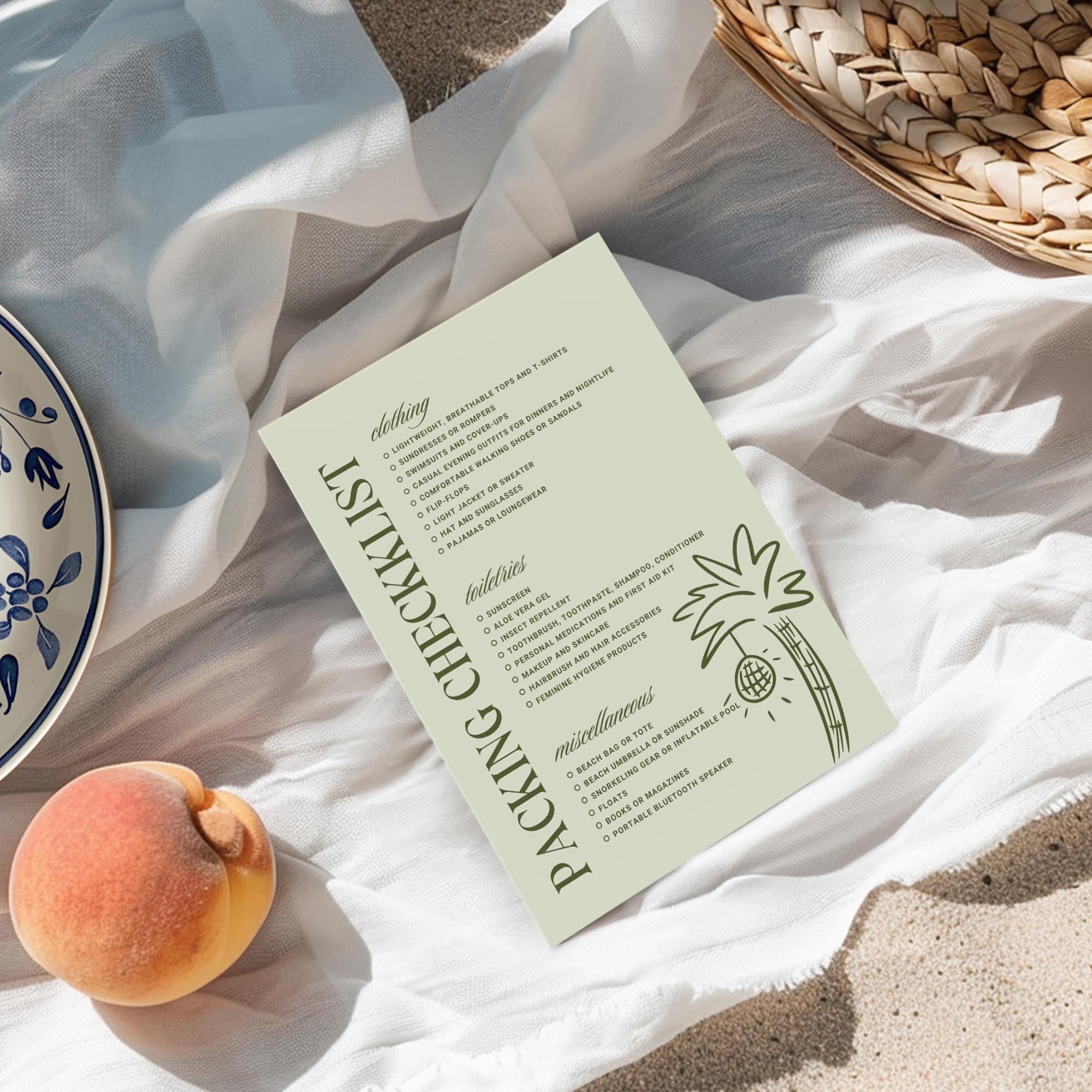 Bikinis & Martinis Bachelorette Invitation & Itinerary Bundle – Editable Canva Template
