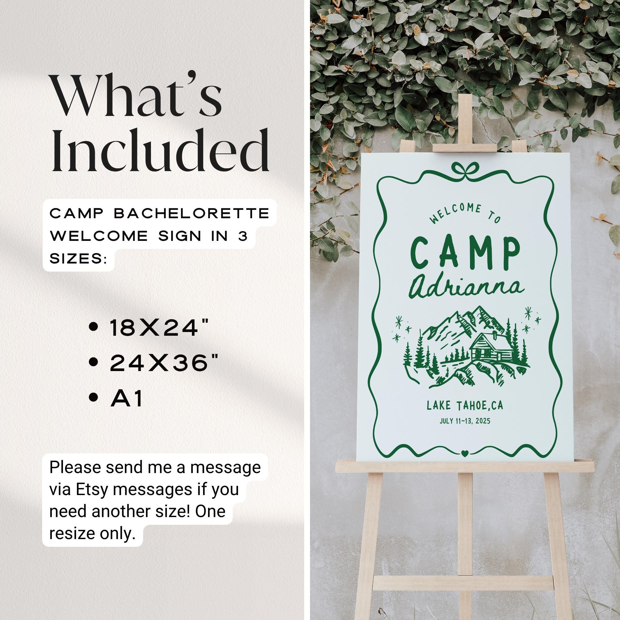 Camp Bachelorette Welcome Sign – Hand Drawn Camp Bach Canva Template