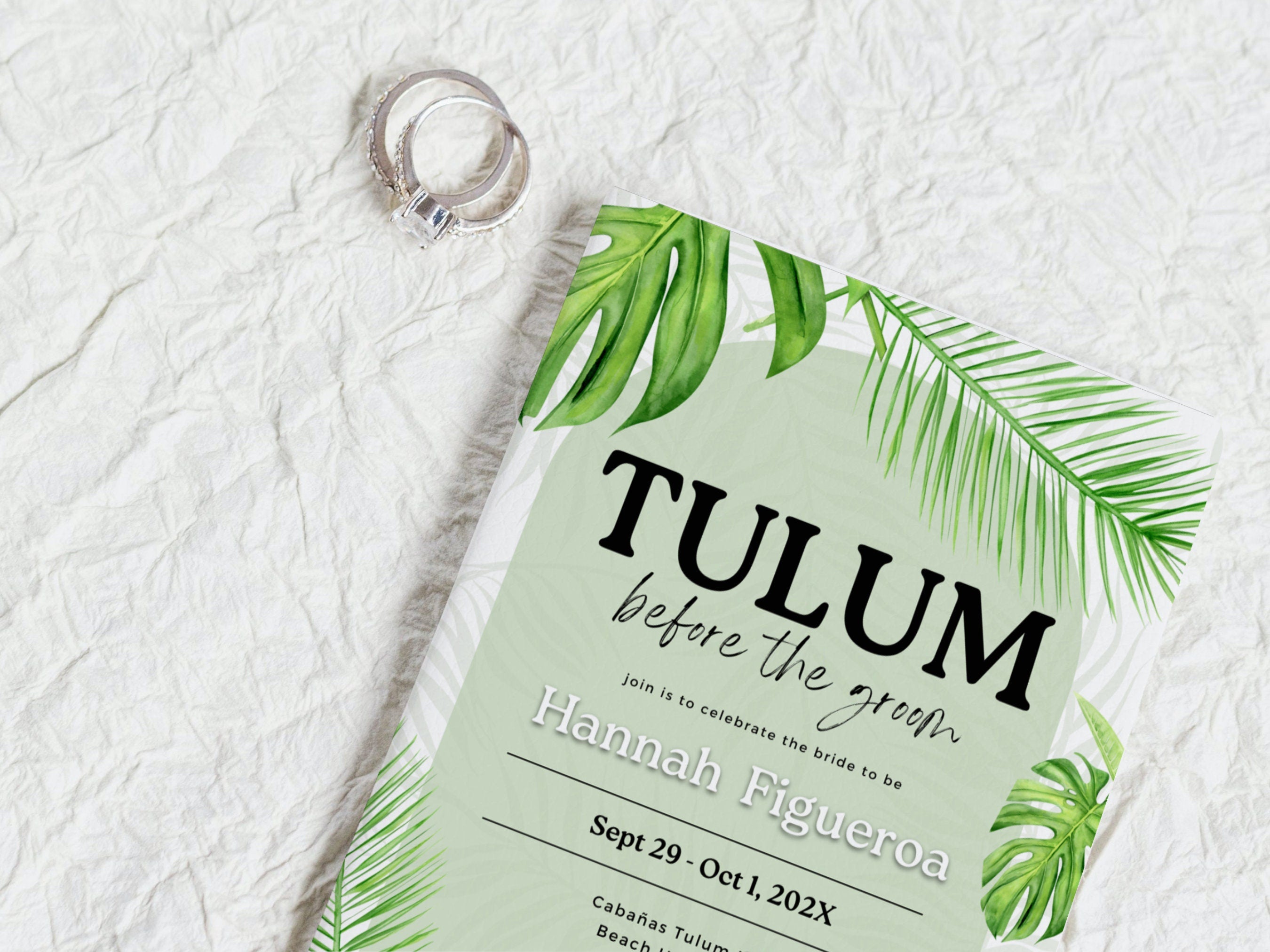 Tulum Bachelorette Itinerary Template – Tropical Weekend Schedule & Invitation Canva