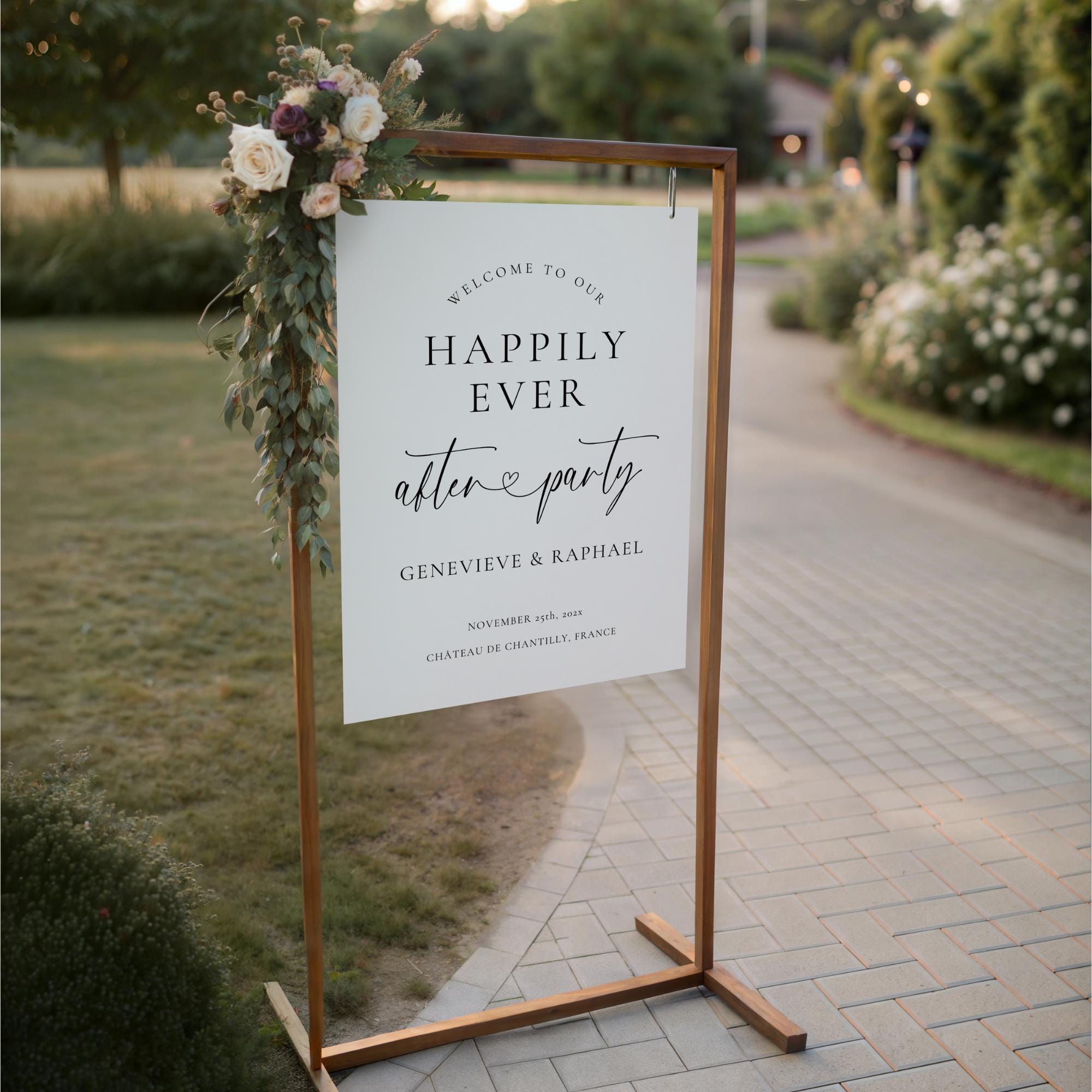 Happily Ever After Wedding Welcome Sign – Minimalist Modern Reception Canva Template