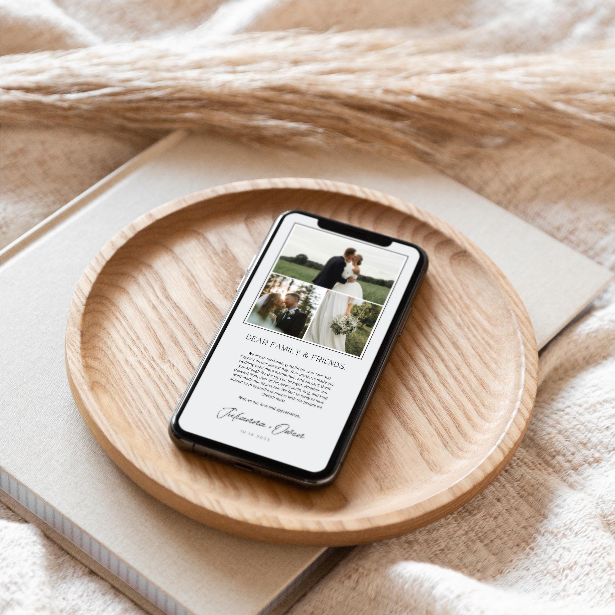 Save The Date Digital Evite Template, Digital Invite, Modern Minimalist Digital Invitation, Electronic Wedding Thank You Card Canva DIY