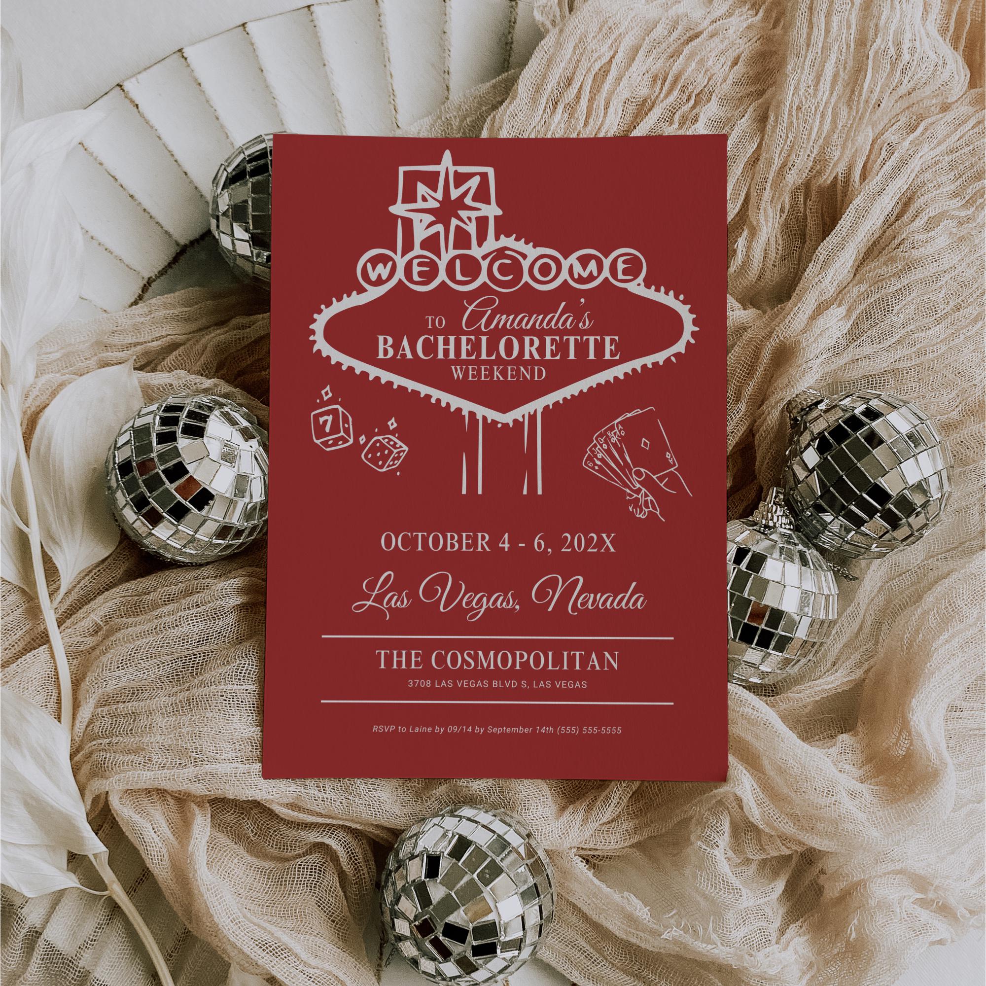 Vegas Bachelorette Invitation Template, Editable Bachelorette Party Invite, Sin City Bachelorette, Printable Vegas Invite Itinerary Canva