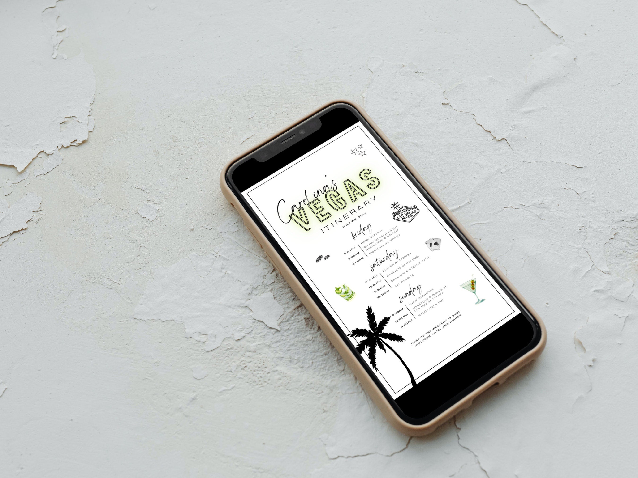 Vegas Bachelorette Weekend Itinerary & Invitation Template – Las Vegas Bach Party Itinerary, Editable Canva Template