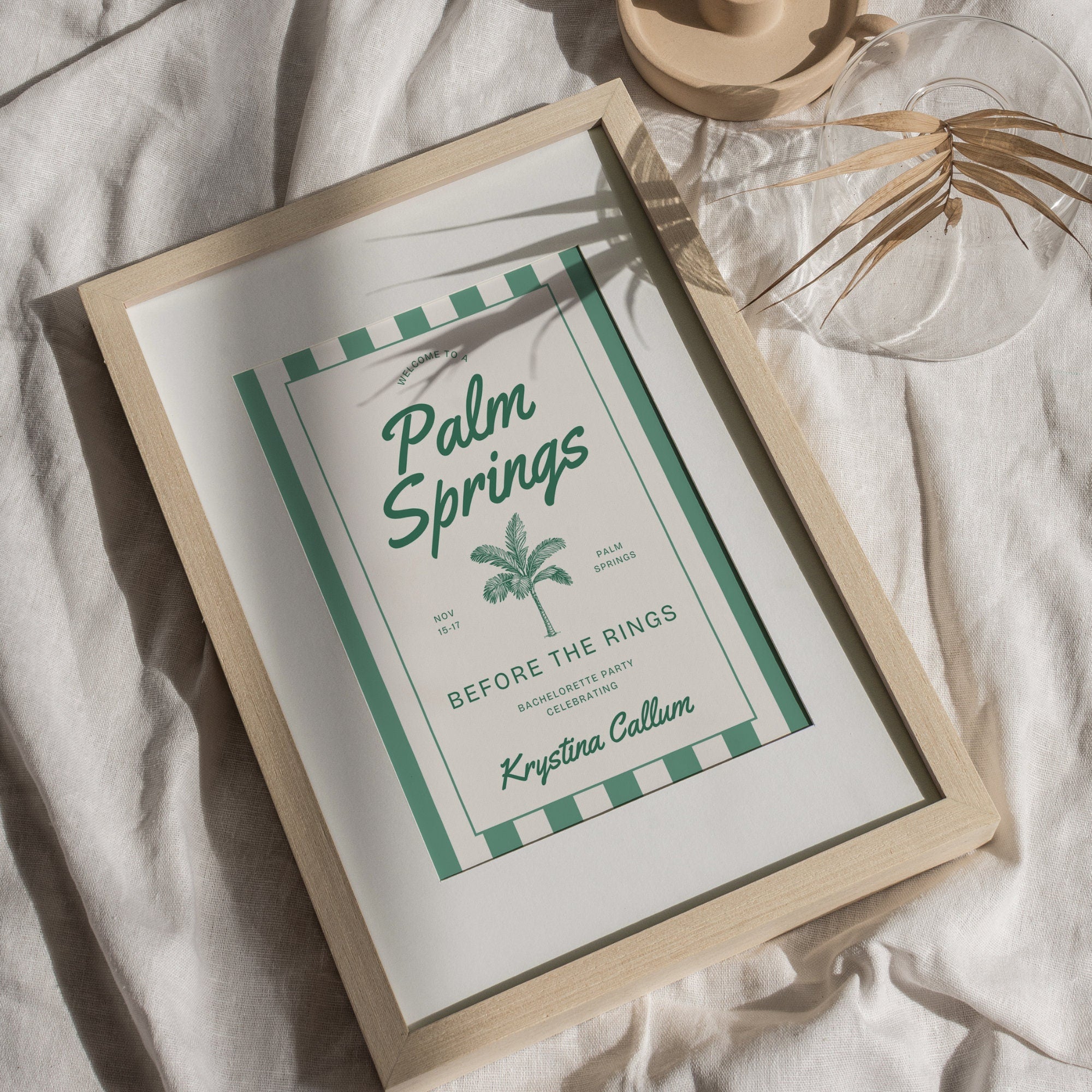 Palm Springs Bachelorette Welcome Sign Template, Before The Rings Party Sign, Desert Chic Bachelorette Decor, Editable Canva Template