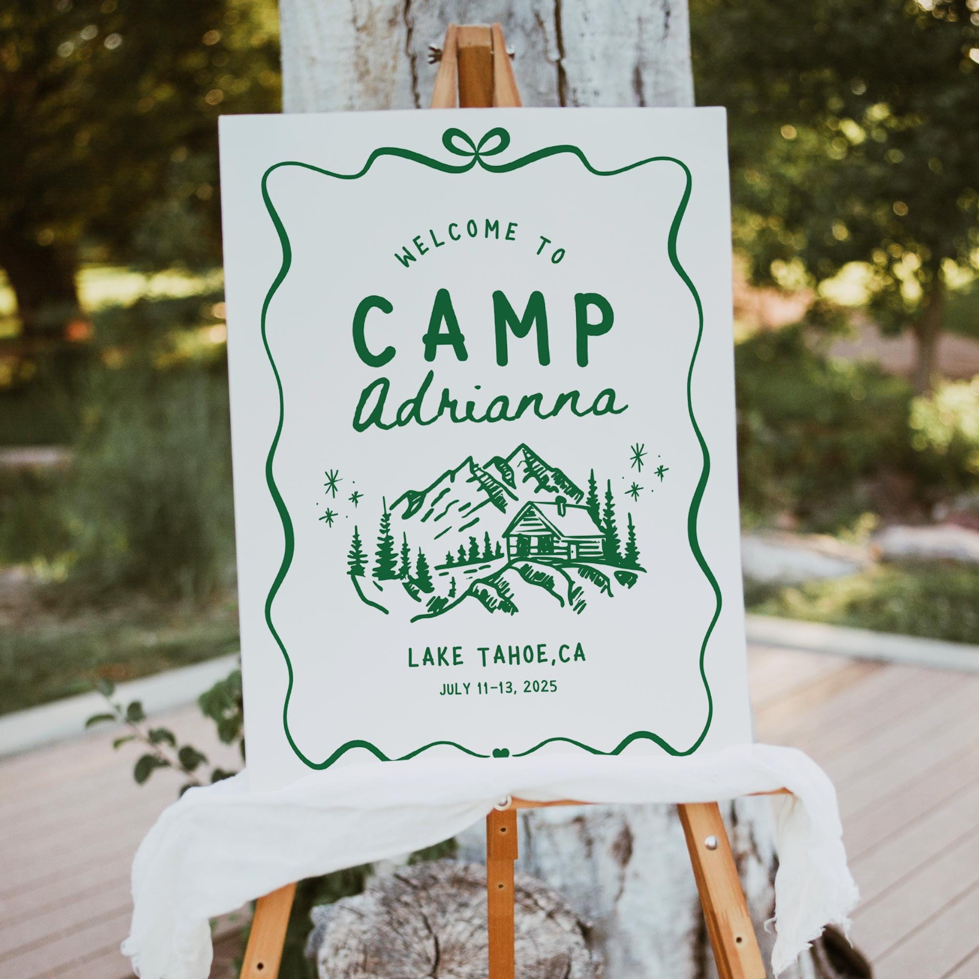 Camp Bachelorette Welcome Sign – Hand Drawn Camp Bach Canva Template