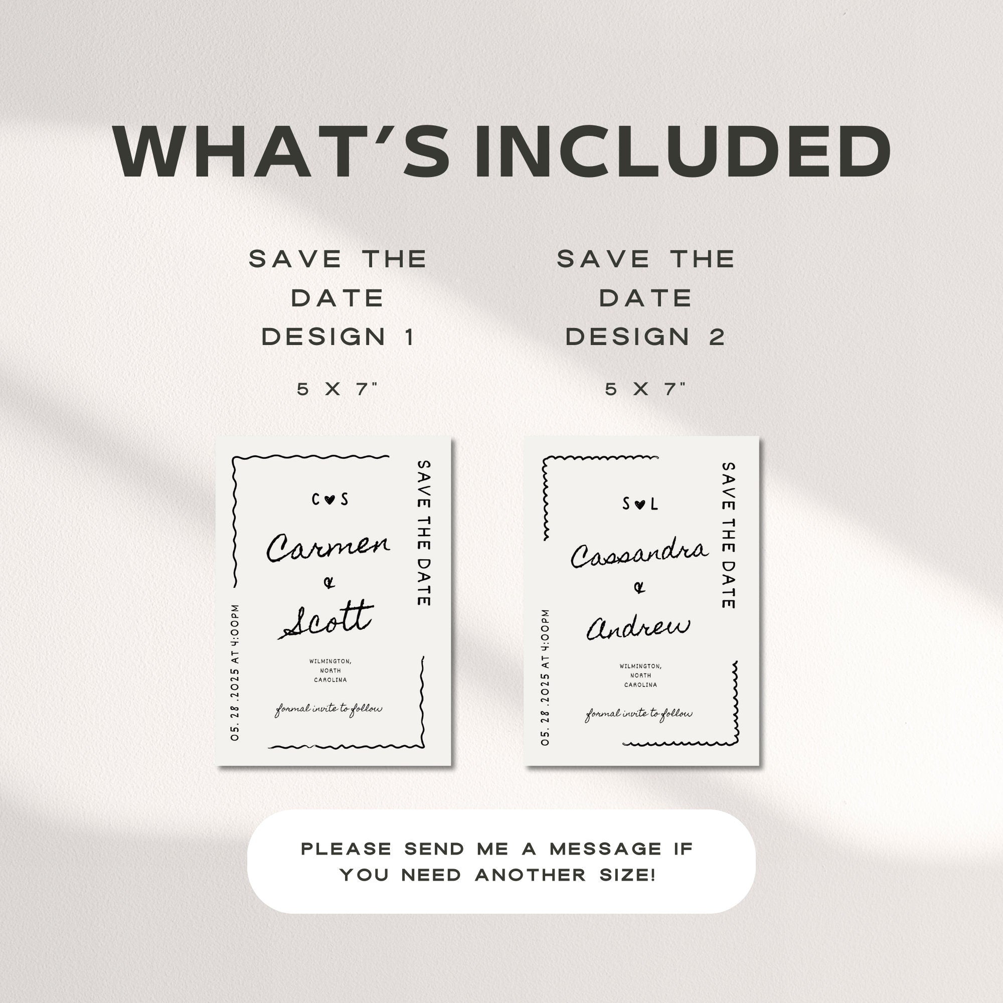 Hand-Drawn Save The Date Template – Whimsical Minimal Wedding Announcement Canva DIY