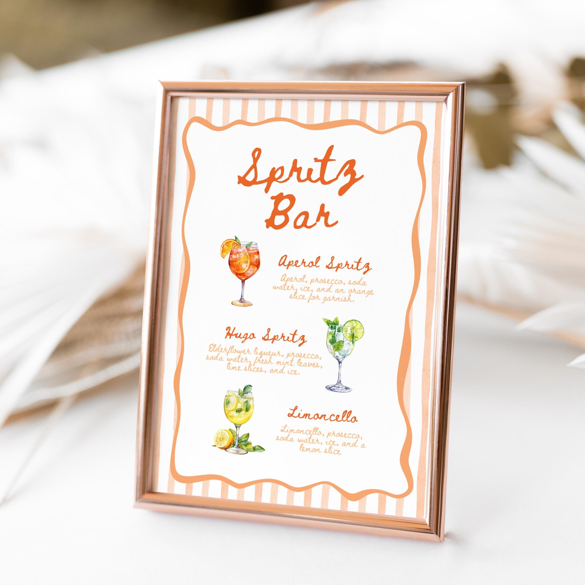 Aperol Spritz Bar Sign Template – Editable Spritz Cocktail Menu Canva Printable