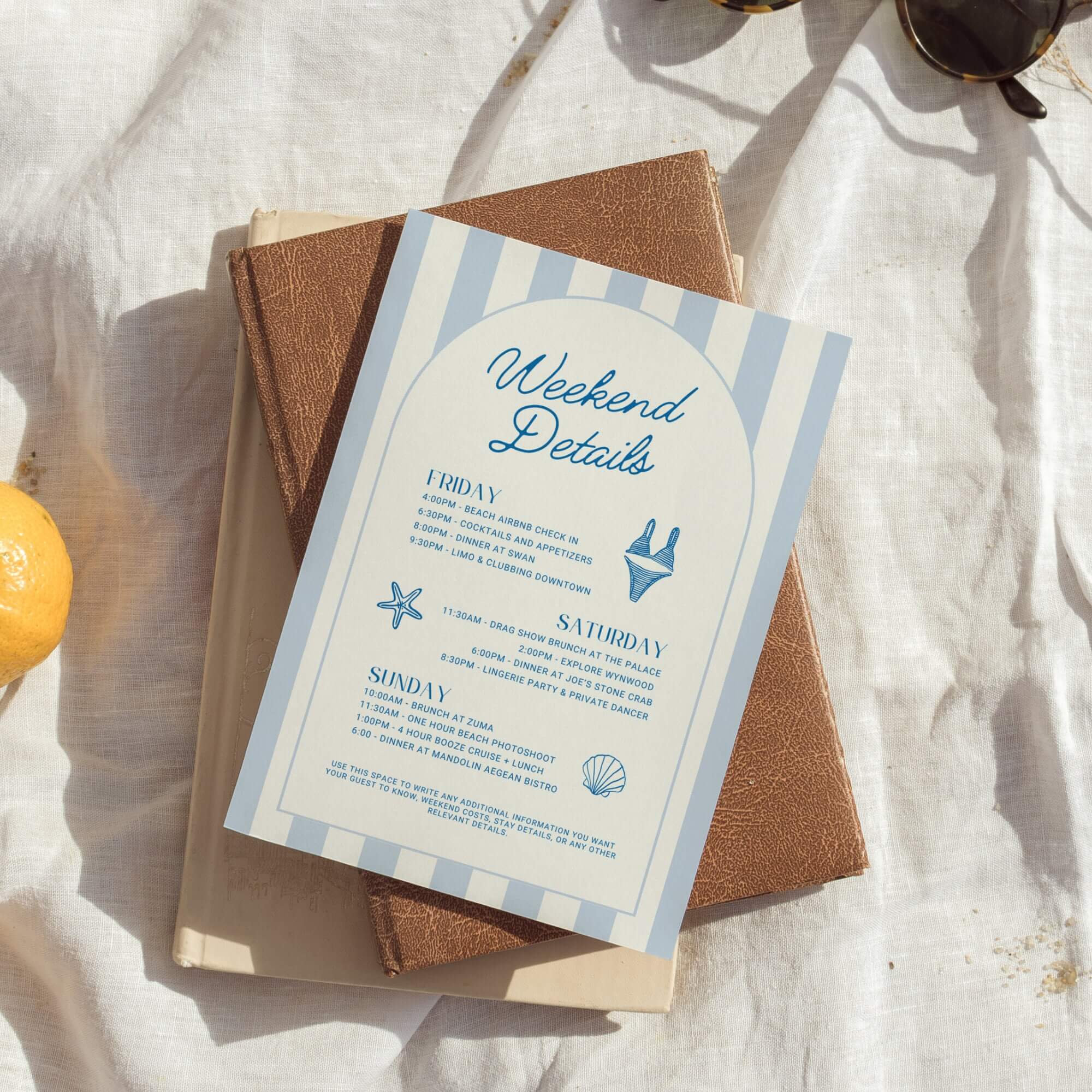 Last Toast on the Coast Bachelorette Itinerary & Beach Party Invitation – Editable 30A Bachelorette Invitation Template – Customizable Canva Design