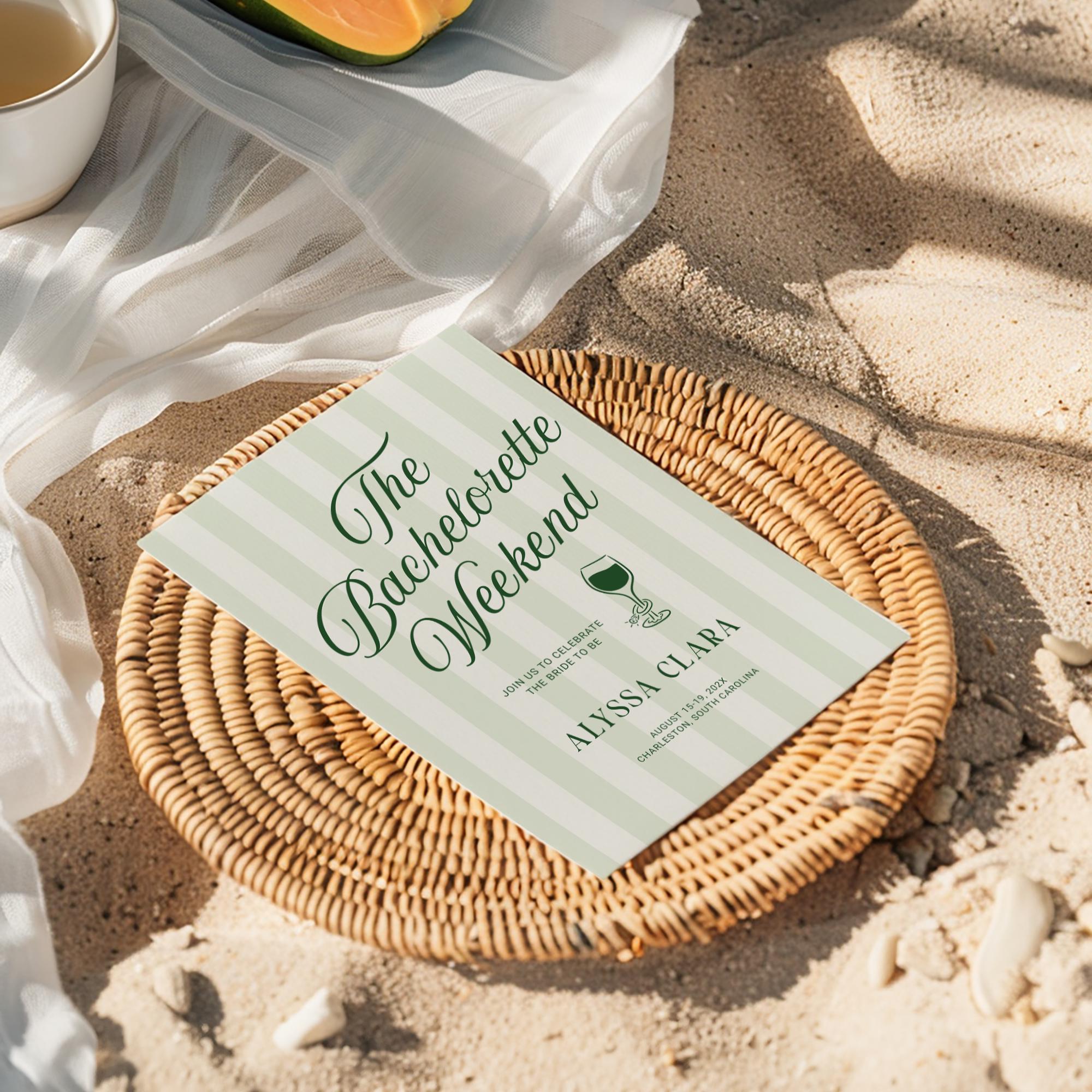 Beach Bachelorette Weekend Invitation & Itinerary Bundle – Canva Templates
