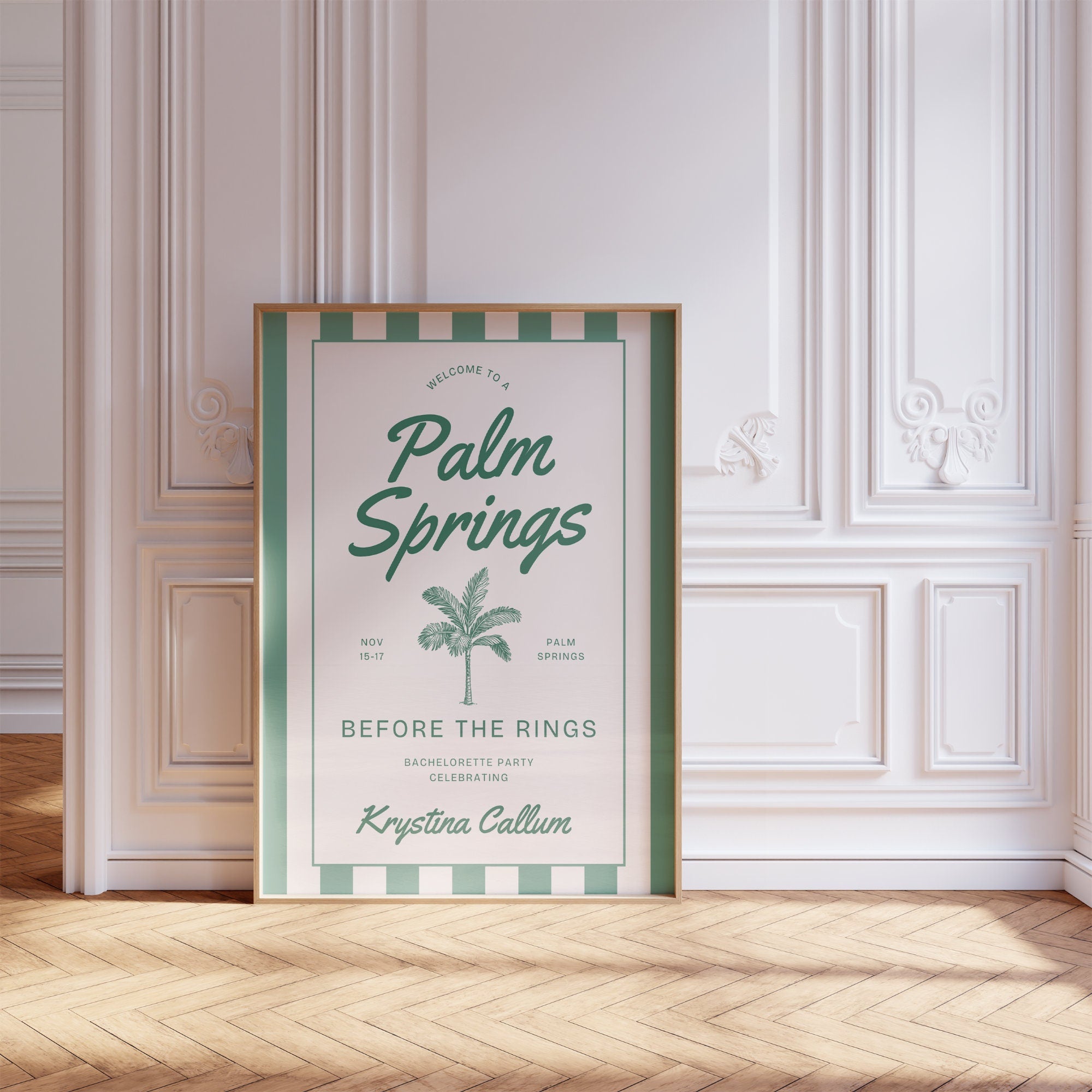 Palm Springs Bachelorette Welcome Sign Template, Before The Rings Party Sign, Desert Chic Bachelorette Decor, Editable Canva Template