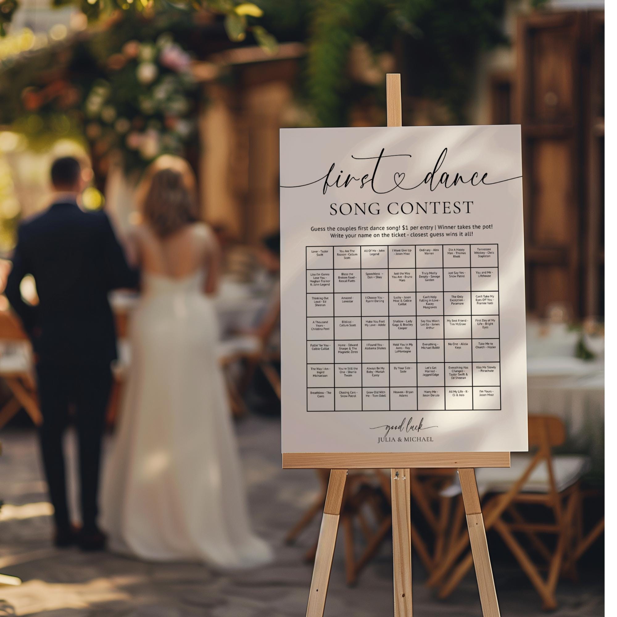 Wedding First Dance Contest Sign Template – Editable Canva Wedding Game, Reception Table Game, Rehearsal Dinner Activity