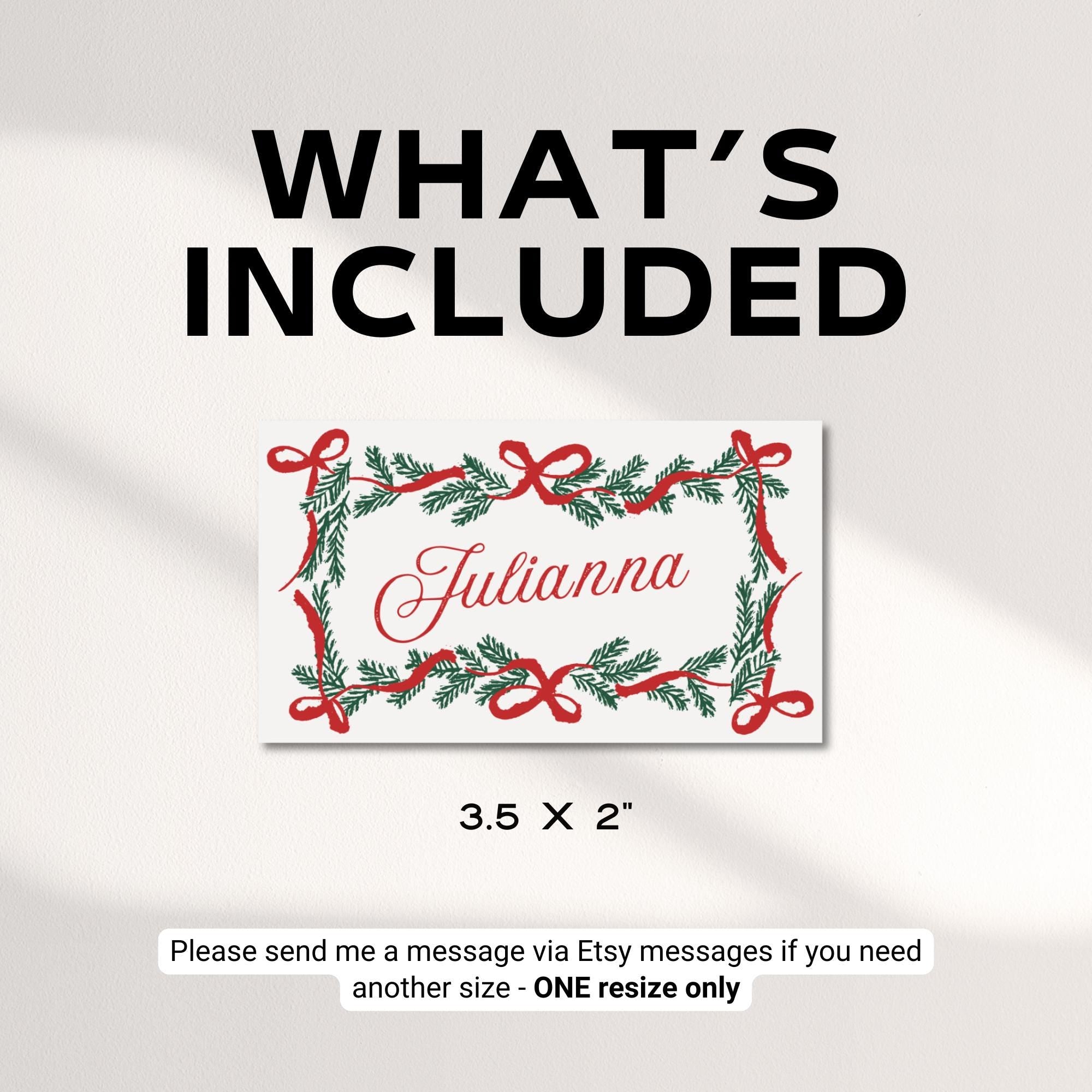 Christmas Engagement Party Place Cards – Editable Holiday Wedding Name Cards, Personalized Table Cards Template (Canva)