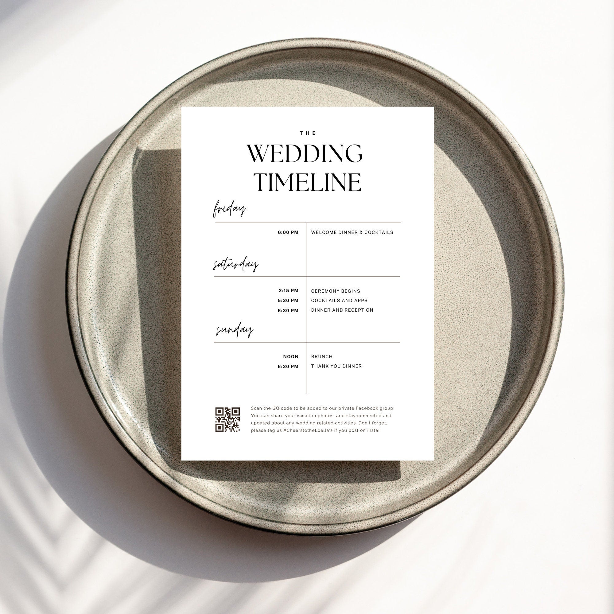 Minimalist Palm Tree Welcome Letter & Wedding Itinerary - Canva Template