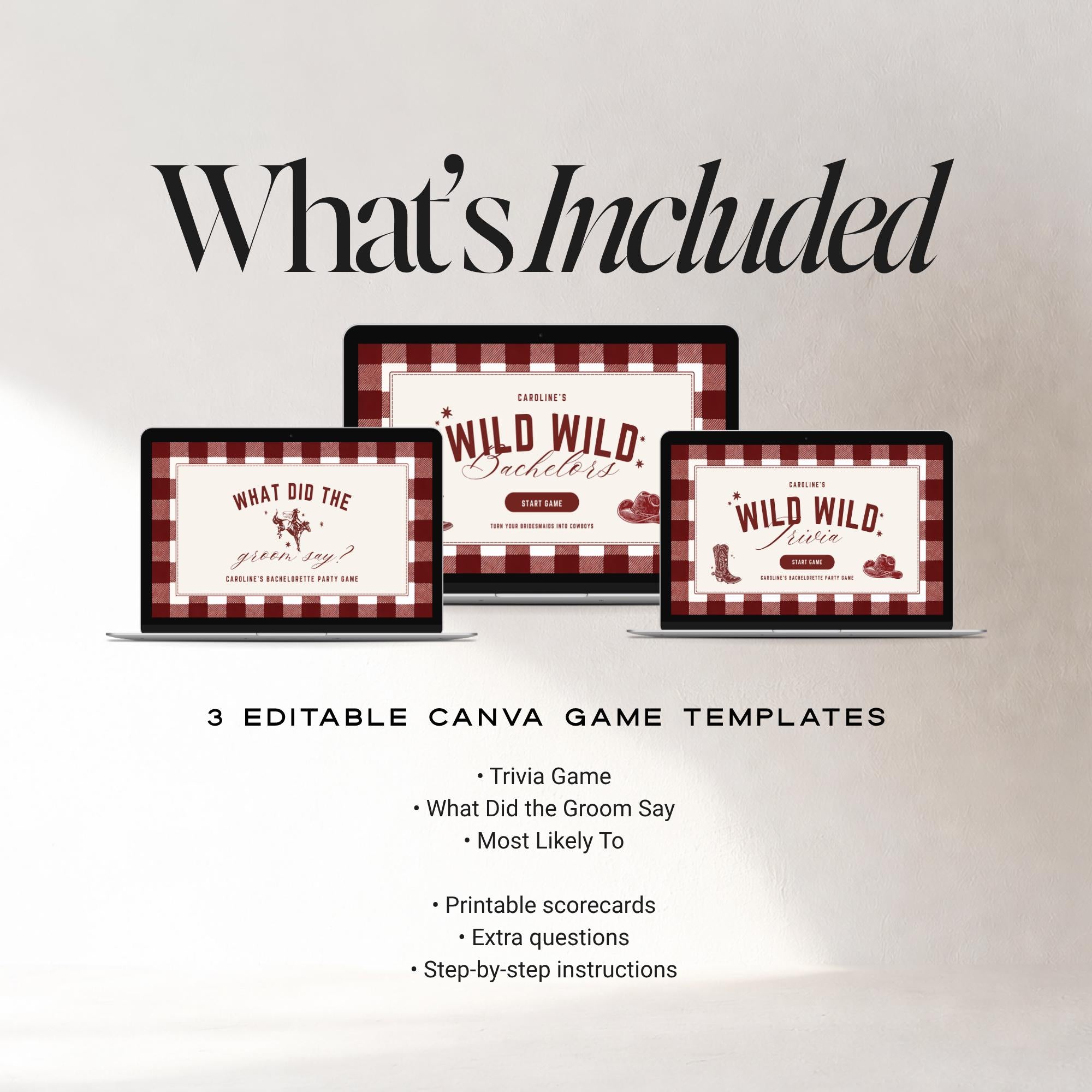 Wild Wild Bachelorette Games Bundle | Animated Canva Party Games