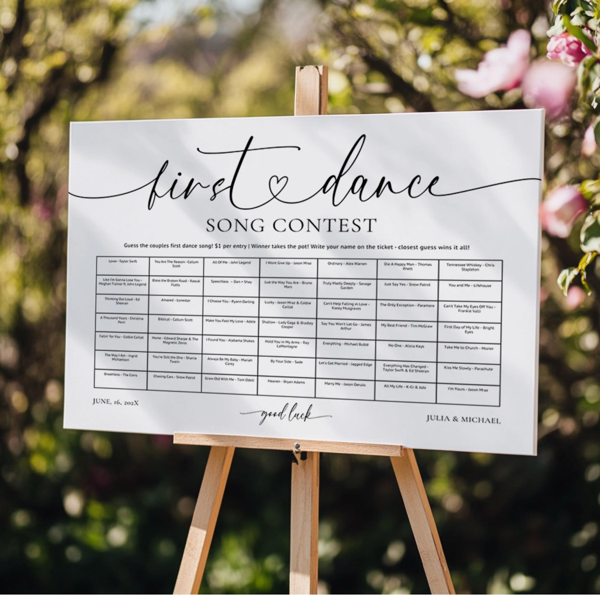 Wedding First Dance Contest Sign Template – Editable Canva Wedding Game, Reception Table Game, Rehearsal Dinner Activity