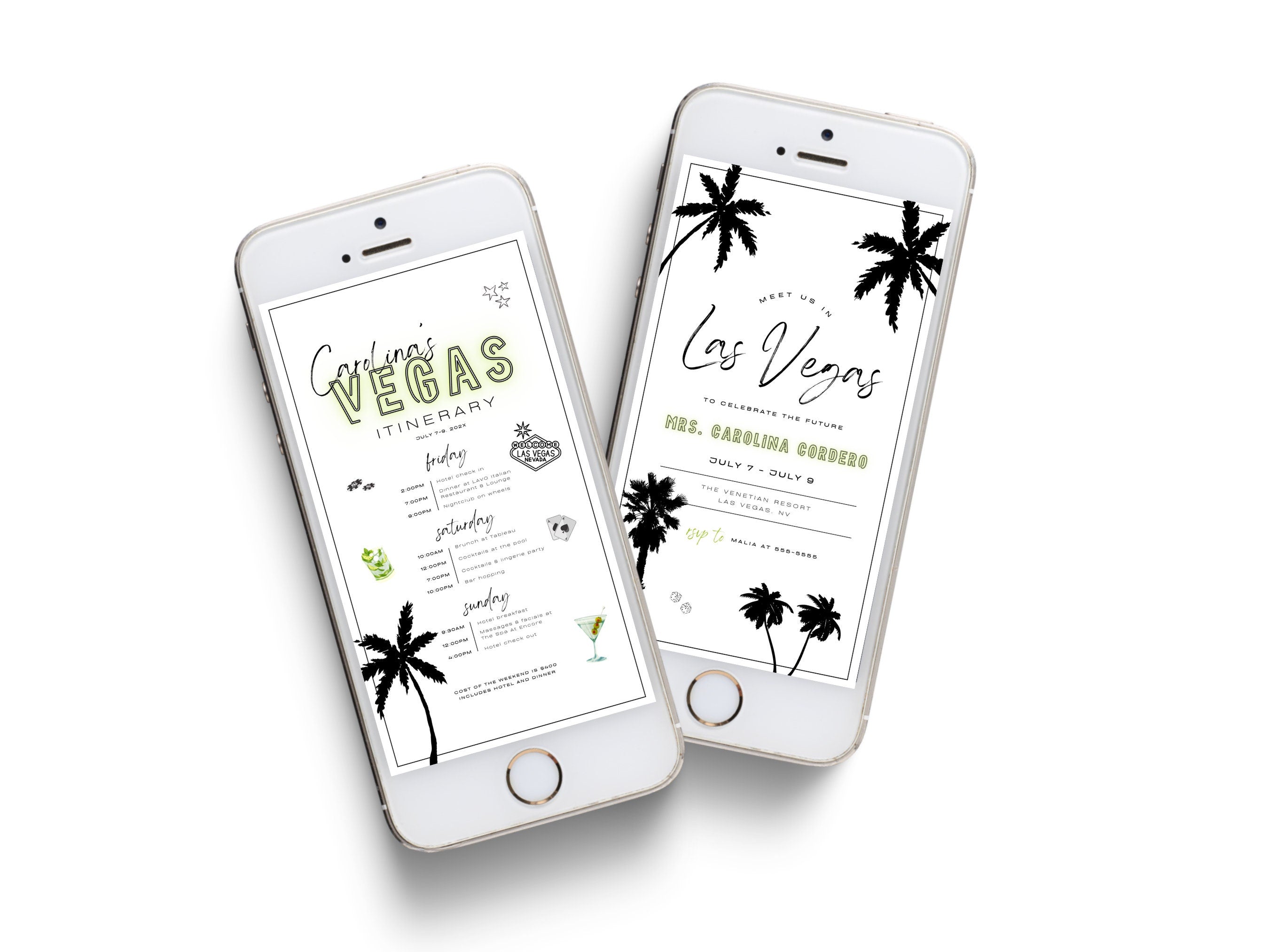 Vegas Bachelorette Weekend Itinerary & Invitation Template – Las Vegas Bach Party Itinerary, Editable Canva Template