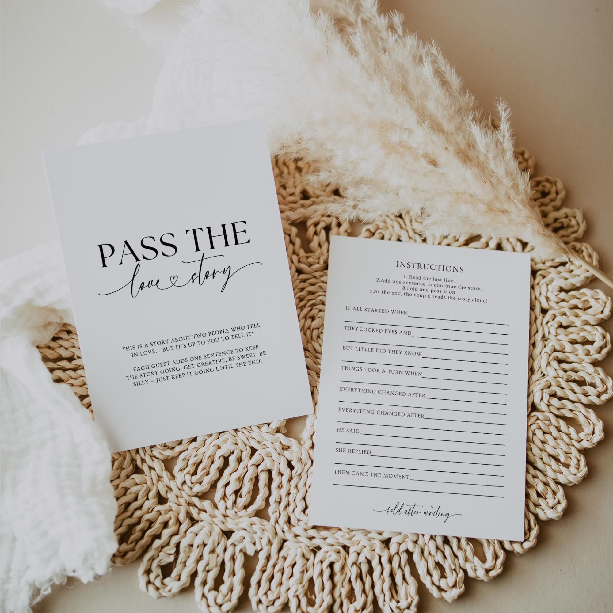 Pass The Love Story Mad Libs Rehearsal Dinner Game, Printable Wedding Mad Libs, Editable The Night Before Wedding Games Minimalist Canva