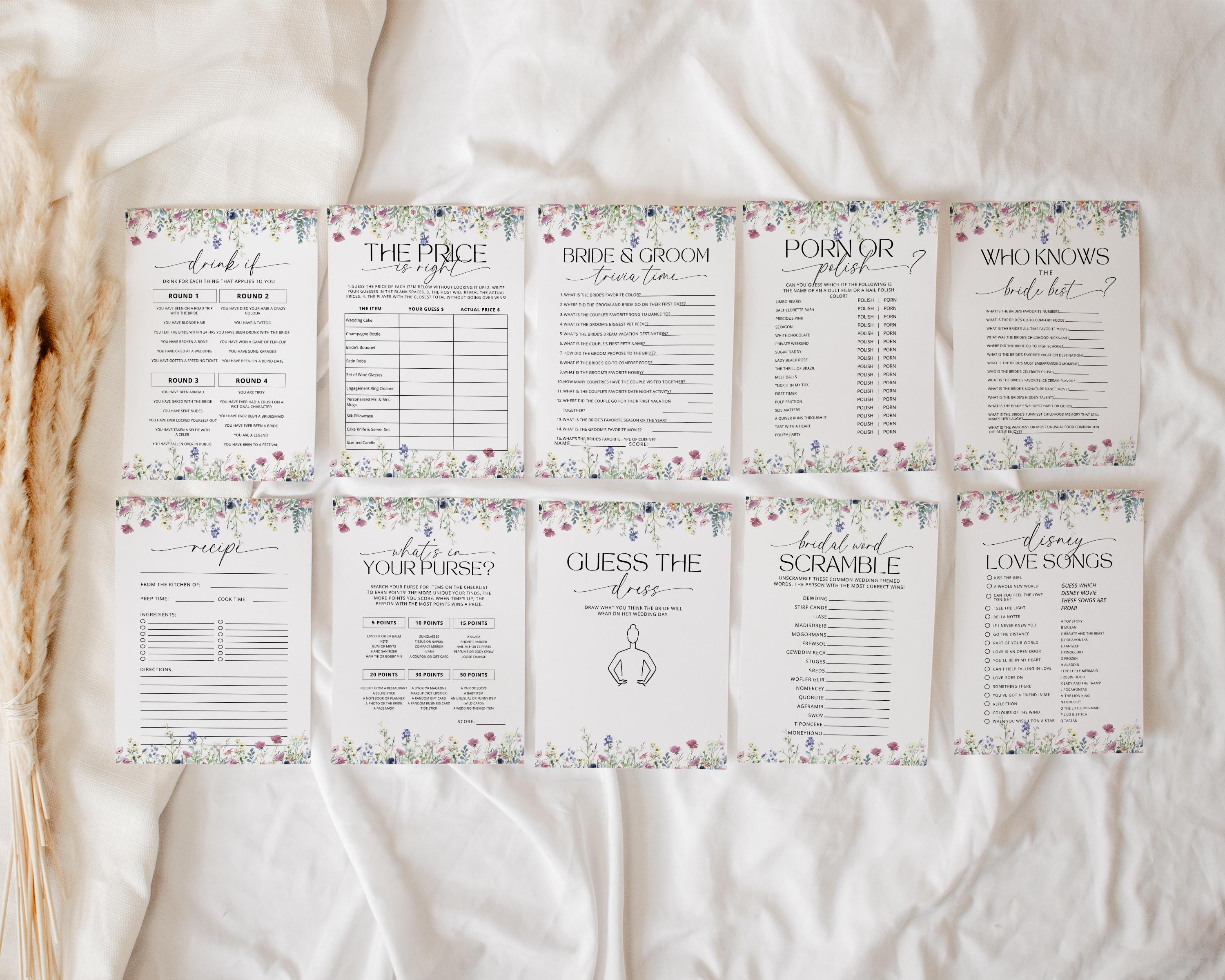 Wildflower Bridal Shower Games – Editable Floral Game Bundle