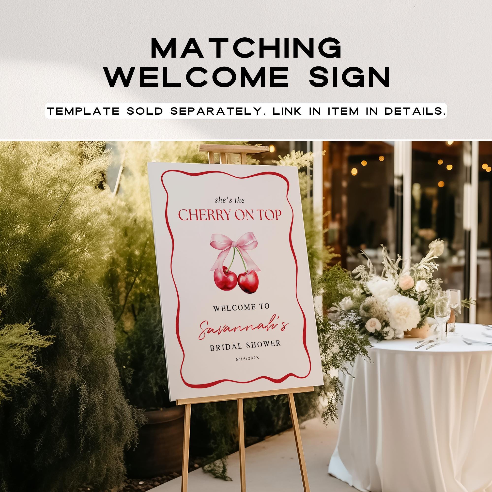 Cherry On Top Bridal Shower Invitation Template, Pink Bridal Shower Invite, Cherry Bridal Brunch Invitation, Wedding Shower Invitations DIY