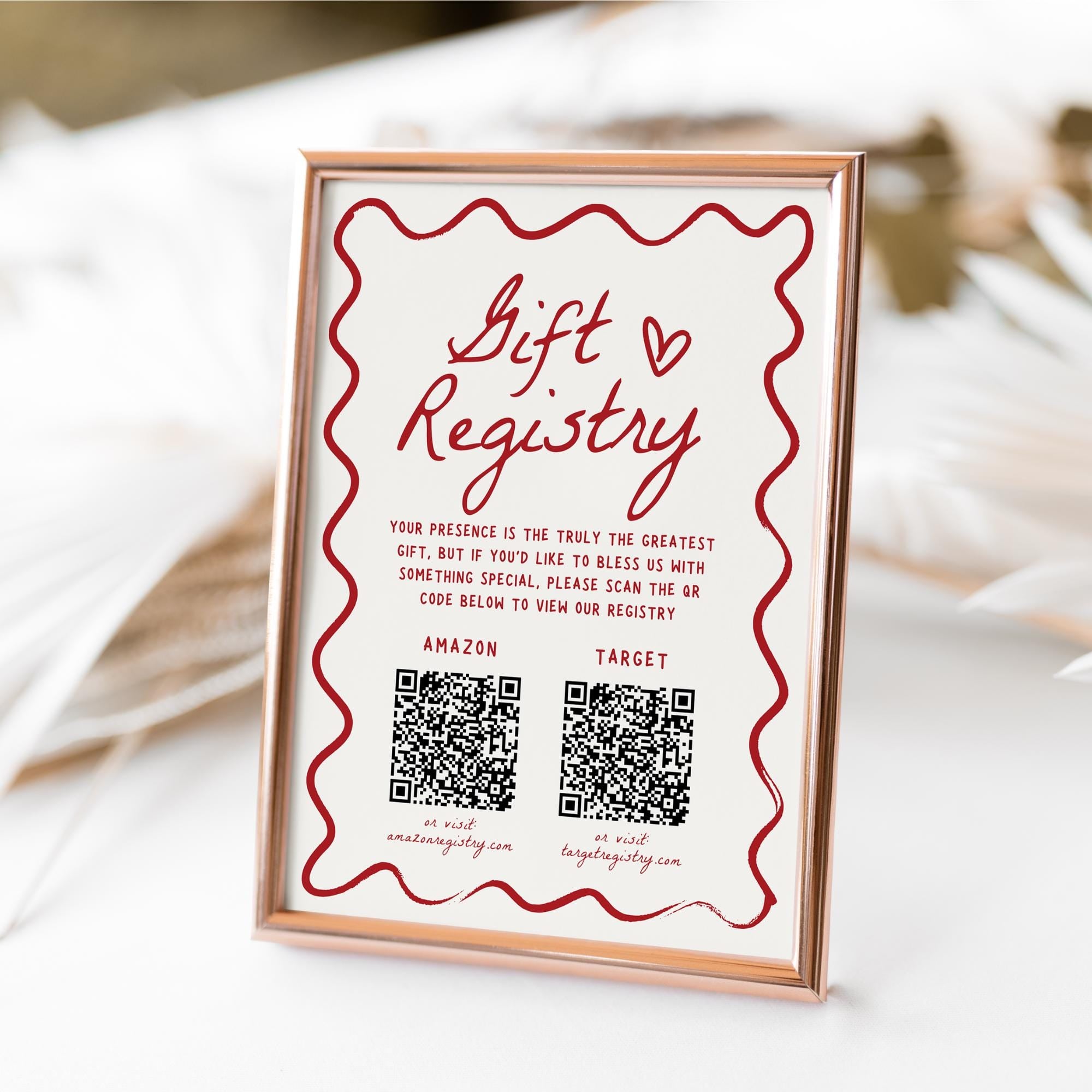 That’s Amore Gift Registry QR Code Sign – Italian Bridal Shower Template, Hand-Drawn Wedding Shower Sign, Editable Canva DIY