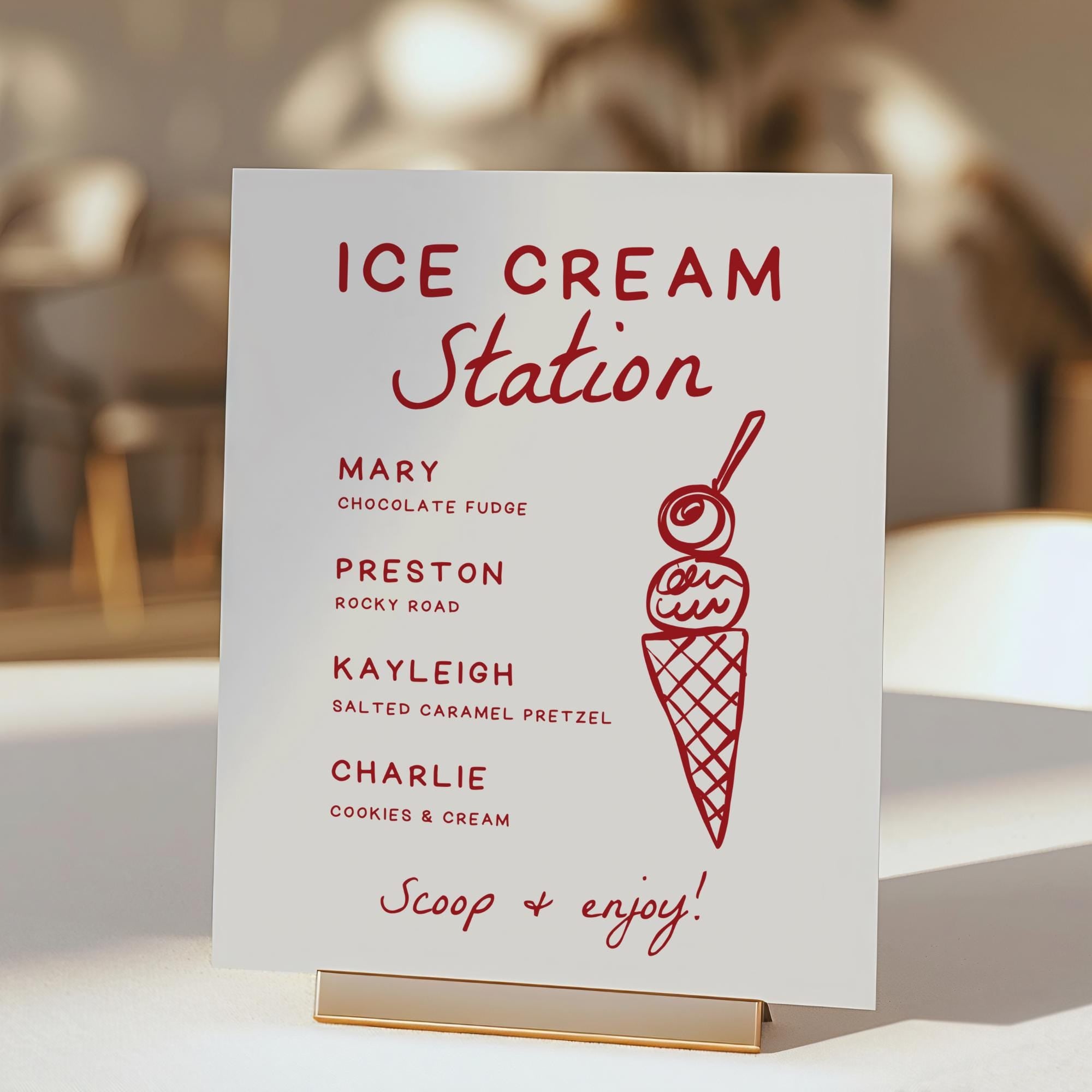 That’s Amore Ice Cream Station Sign – Editable Canva Wedding Table Sign Template
