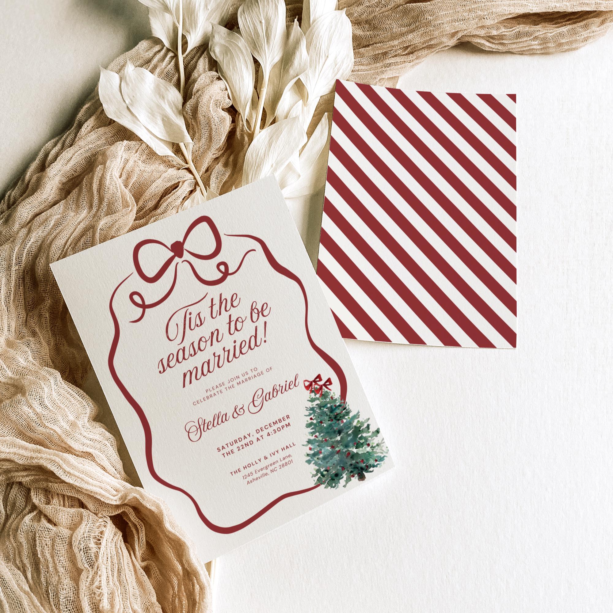 Christmas Wedding Invitation Suite Template – Elegant Holiday Wedding Canva Set