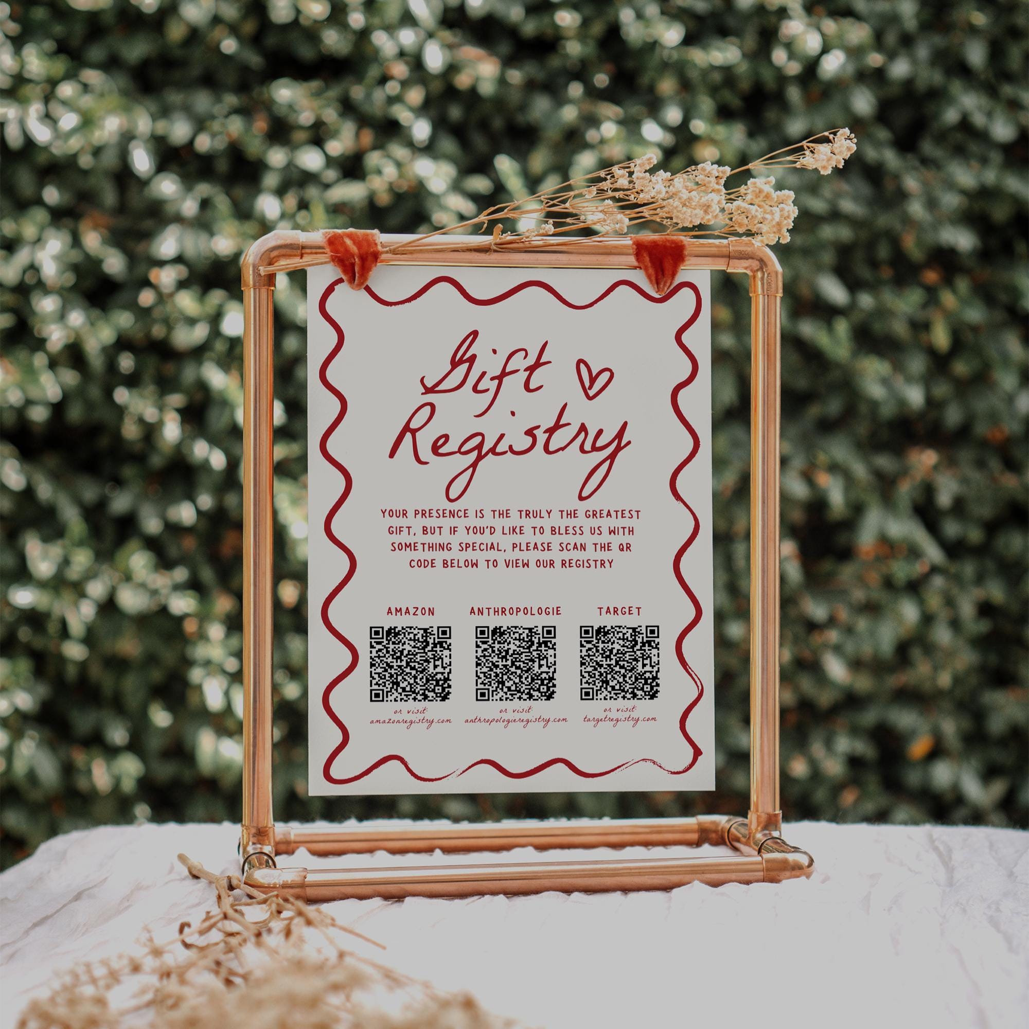That’s Amore Gift Registry QR Code Sign – Italian Bridal Shower Template, Hand-Drawn Wedding Shower Sign, Editable Canva DIY