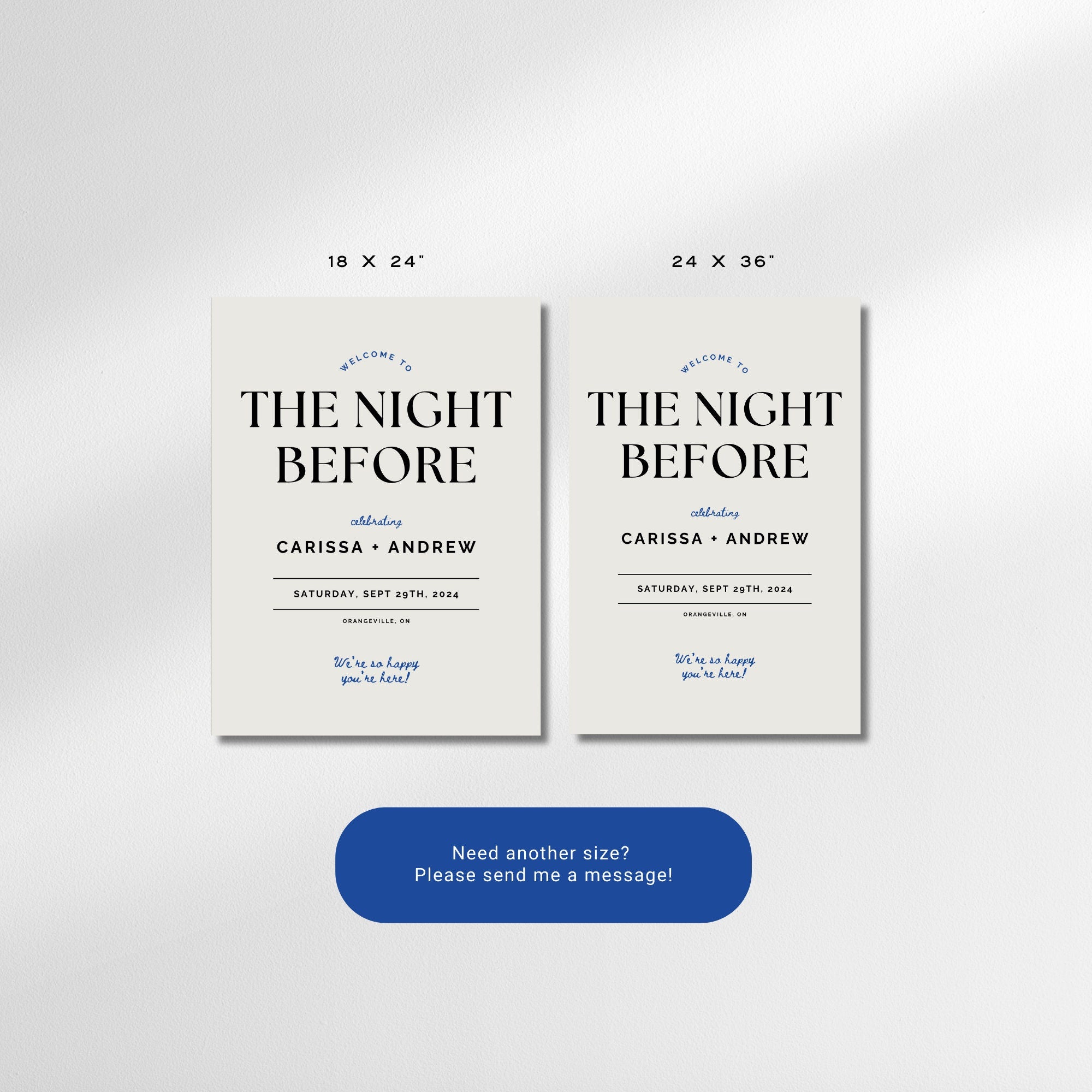 Rehearsal Dinner Sign Template – Large Wedding Welcome Sign, The Night Before Wedding, Editable Canva Digital Download