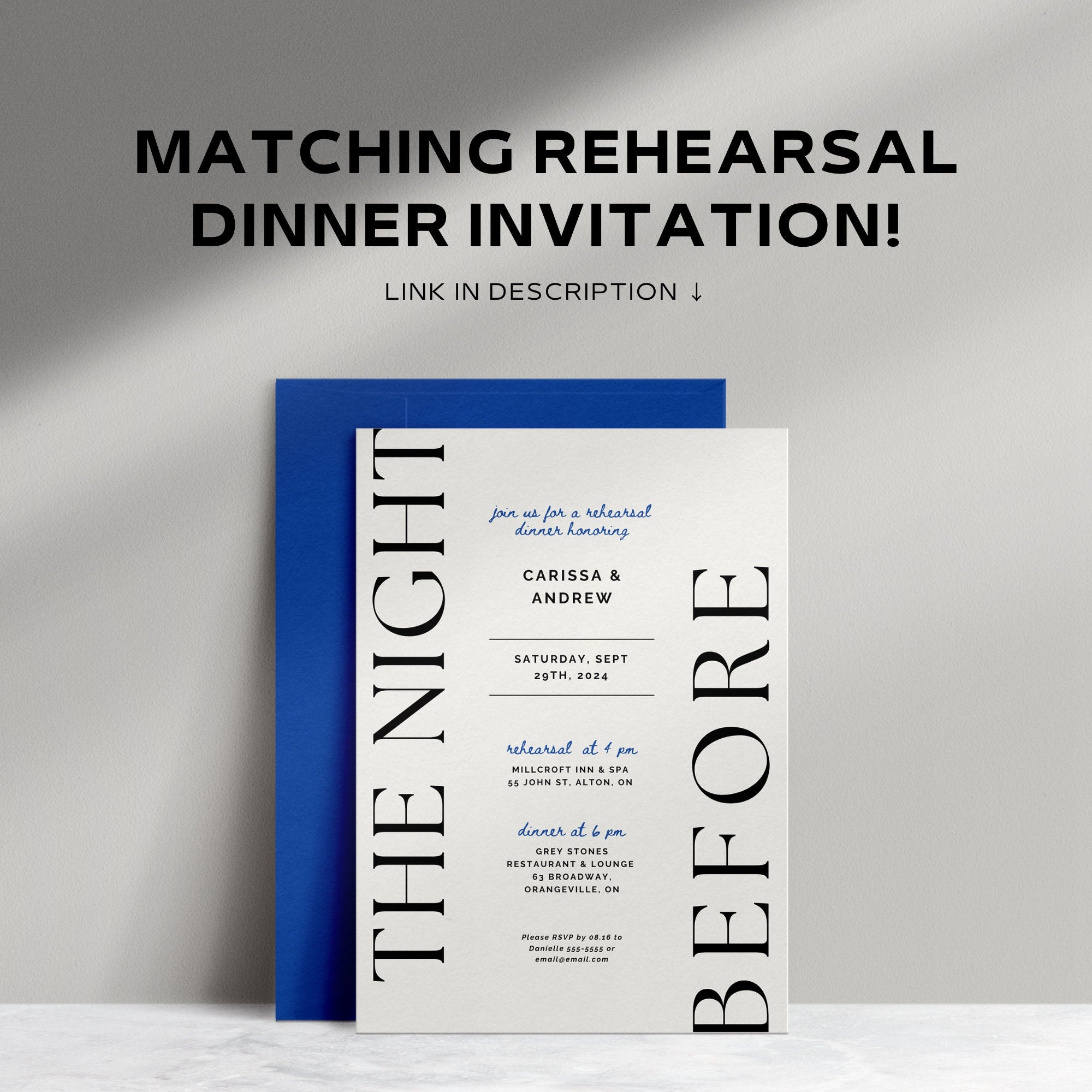 Rehearsal Dinner Sign Template – Large Wedding Welcome Sign, The Night Before Wedding, Editable Canva Digital Download